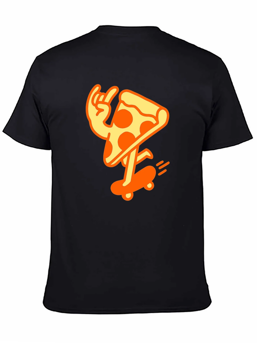 Cool Pizza Skater Graphic T-Shirt - Black Cotton Tee