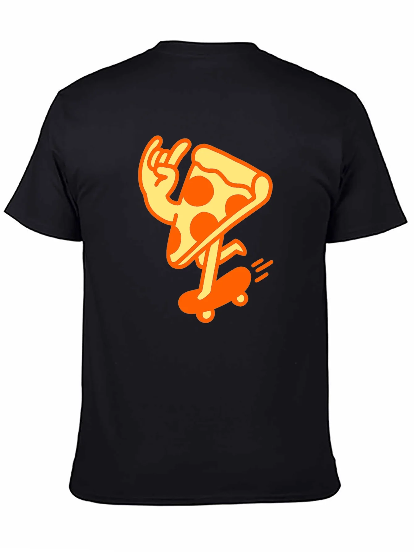 Cool Pizza Skater Graphic T-Shirt - Black Cotton Tee