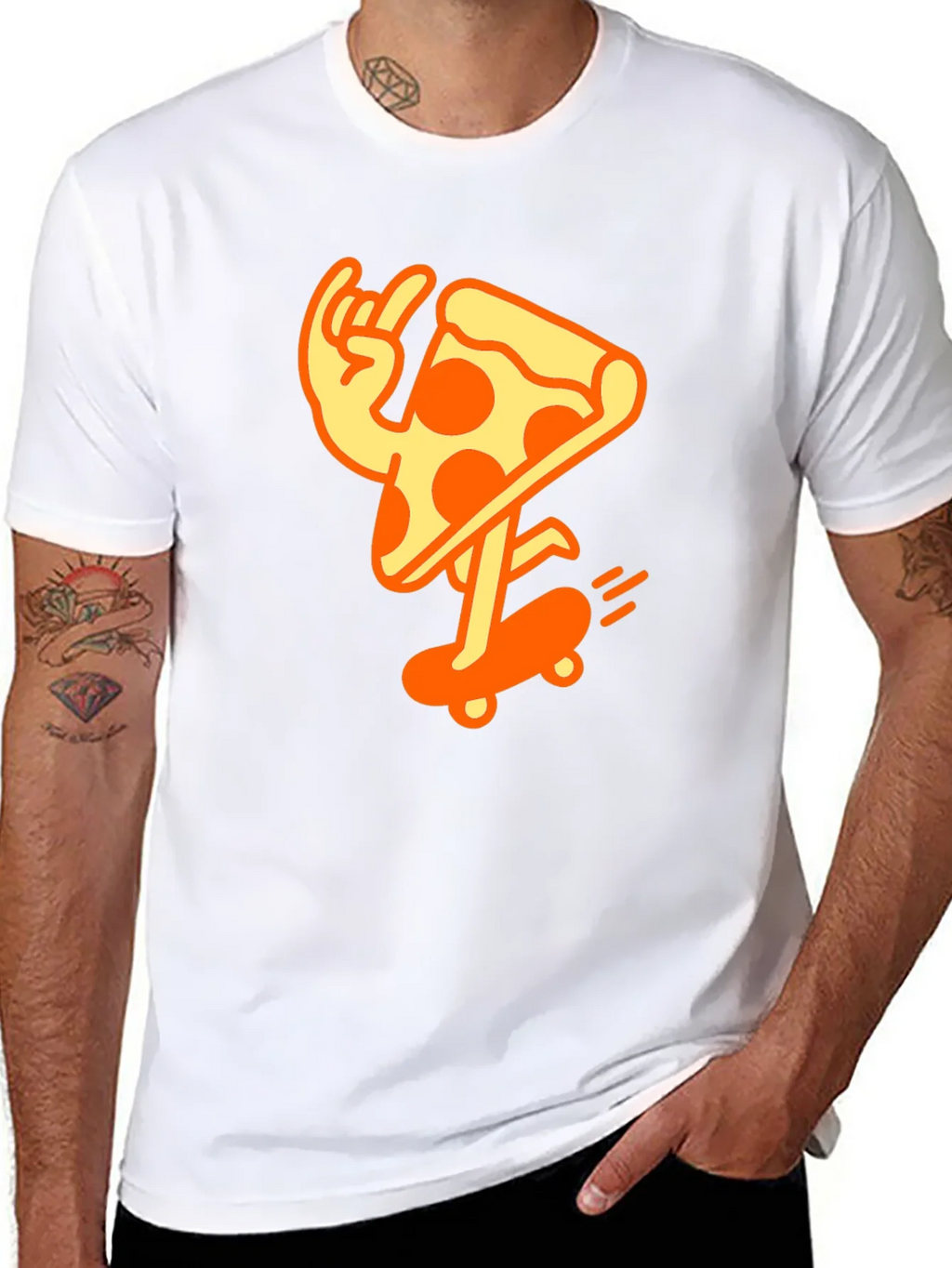 Cool Pizza Skater Graphic T-Shirt - Black Cotton Tee