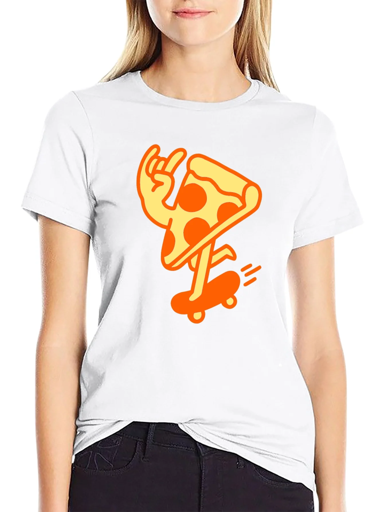Cool Pizza Skater Graphic T-Shirt - Black Cotton Tee