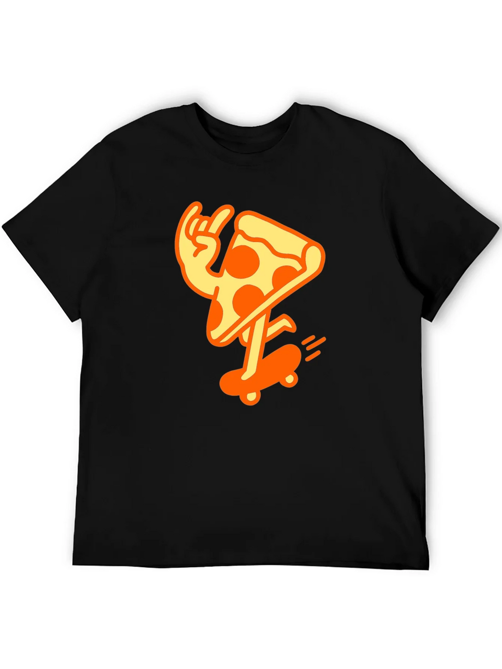Cool Pizza Skater Graphic T-Shirt - Black Cotton Tee