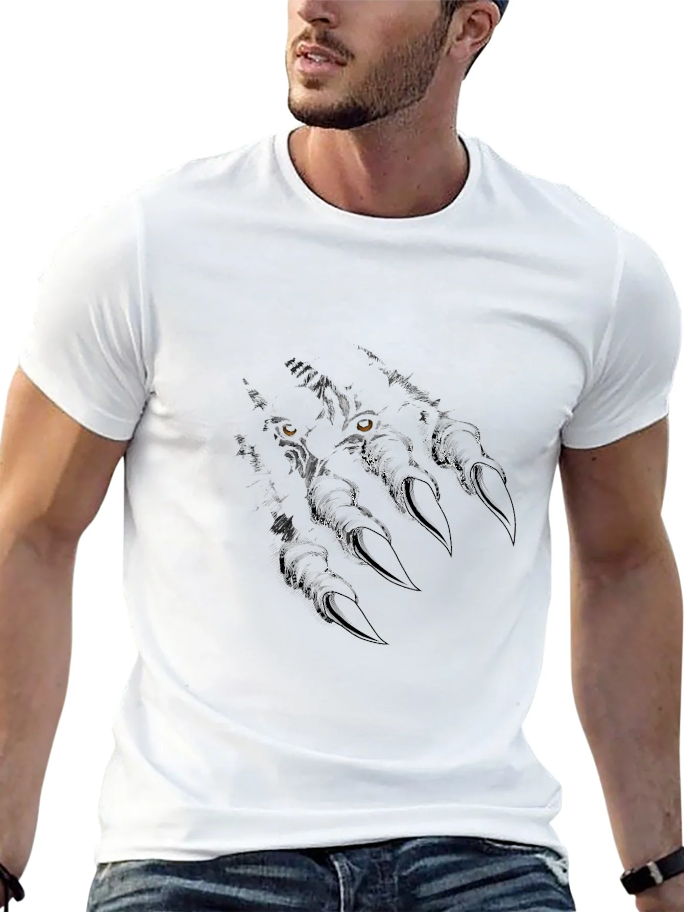 Mens Black Wolf Claw Graphic T-Shirt