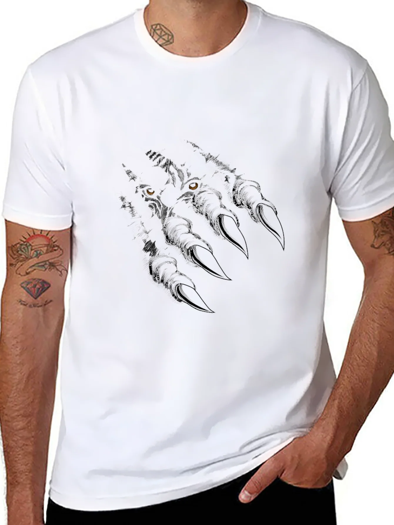 Mens Black Wolf Claw Graphic T-Shirt
