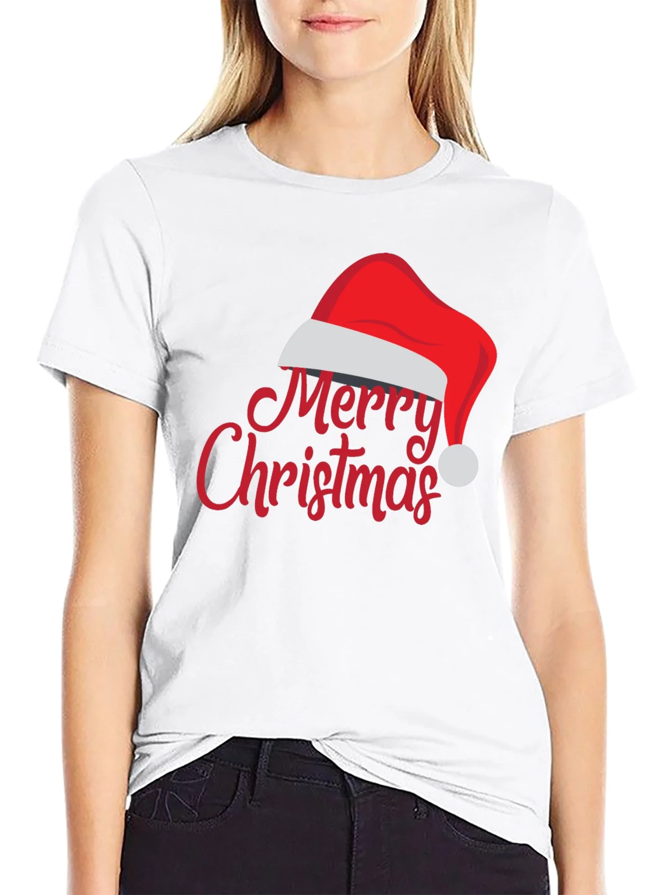 Merry Christmas Santa Hat Graphic Tee