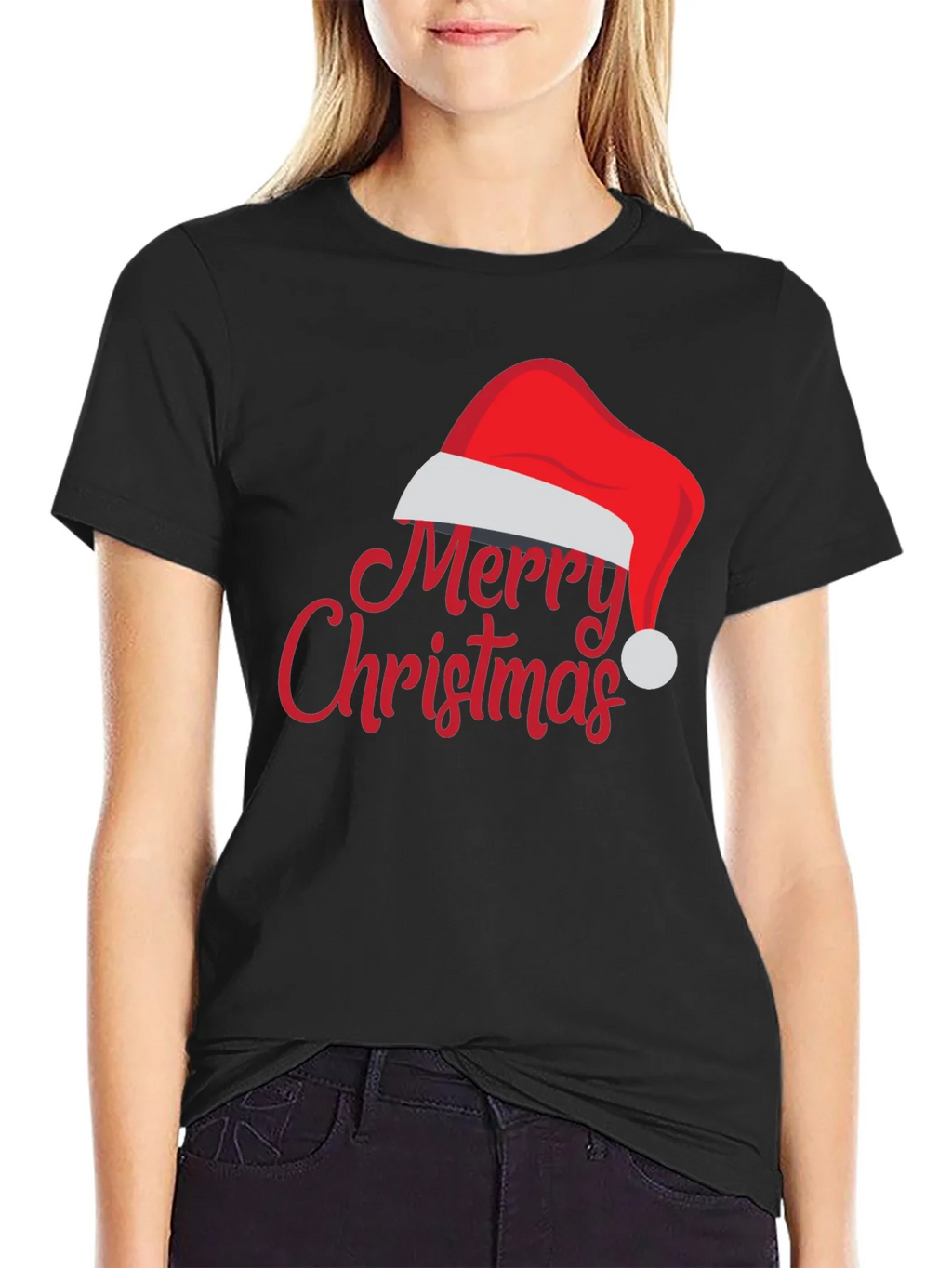 Merry Christmas Santa Hat Graphic Tee