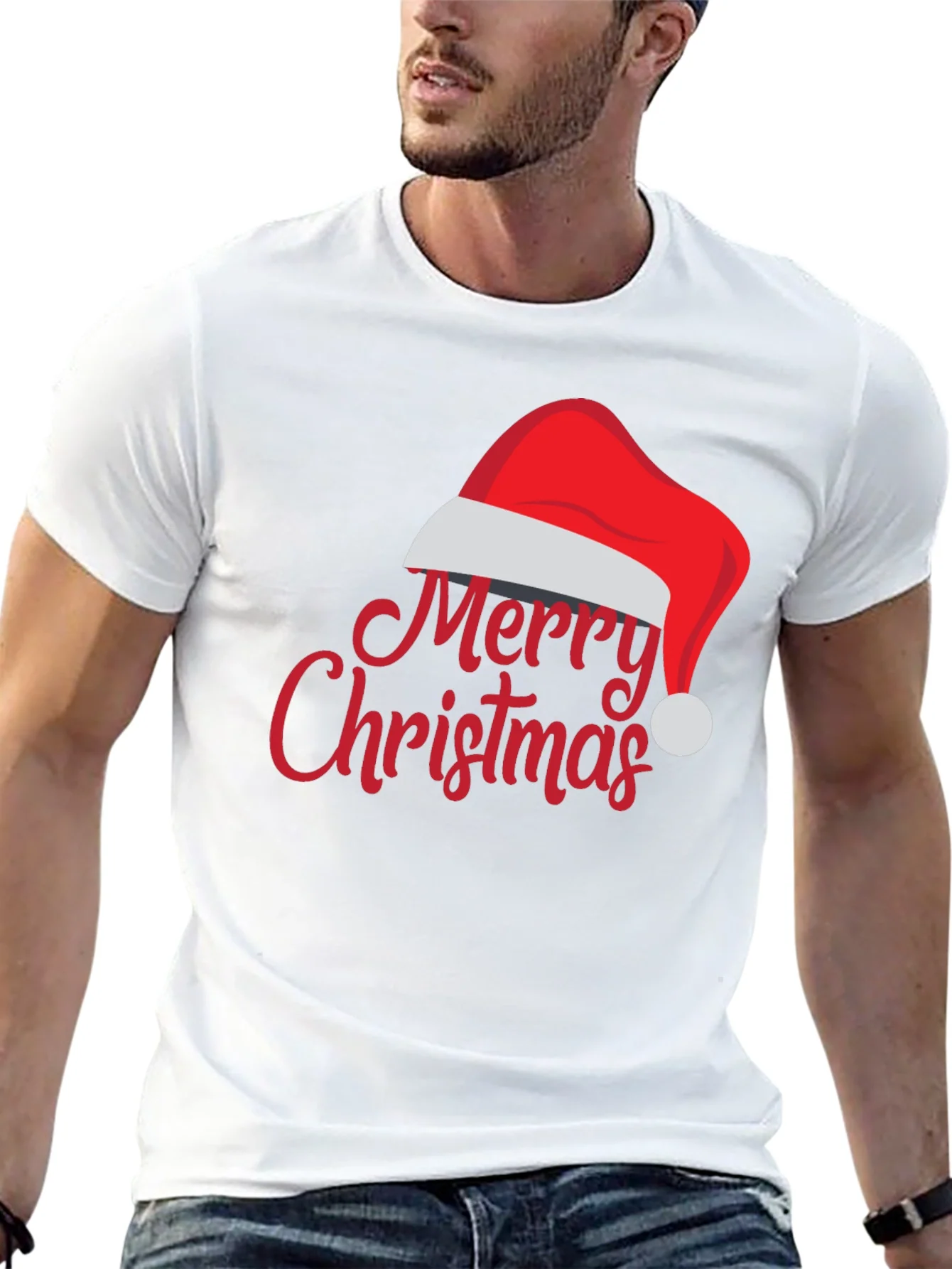 Merry Christmas Santa Hat Graphic Tee