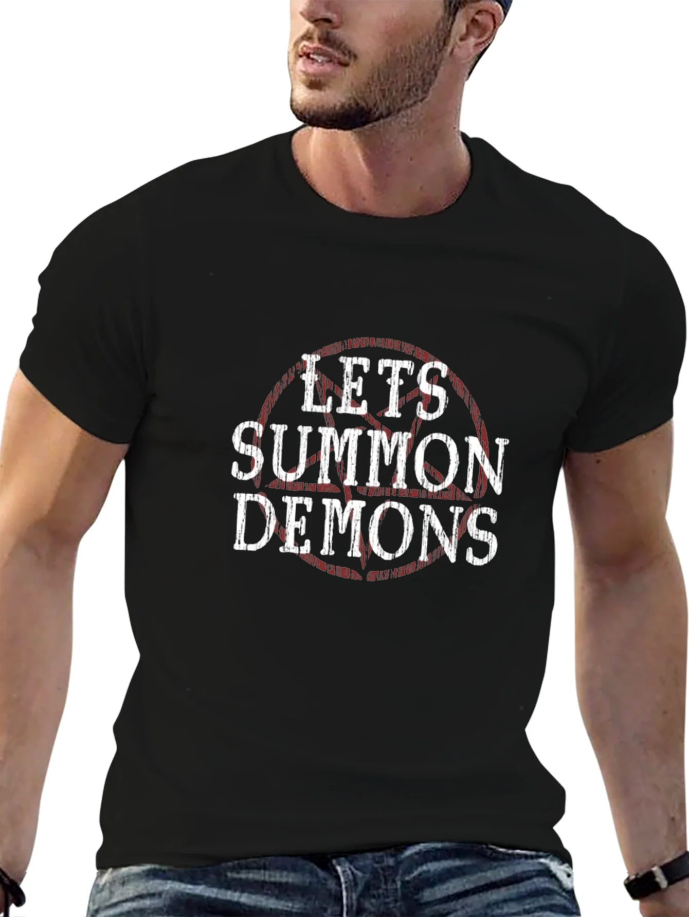 Lets Summon Demons Graphic Tee - Black Cotton T-Shirt