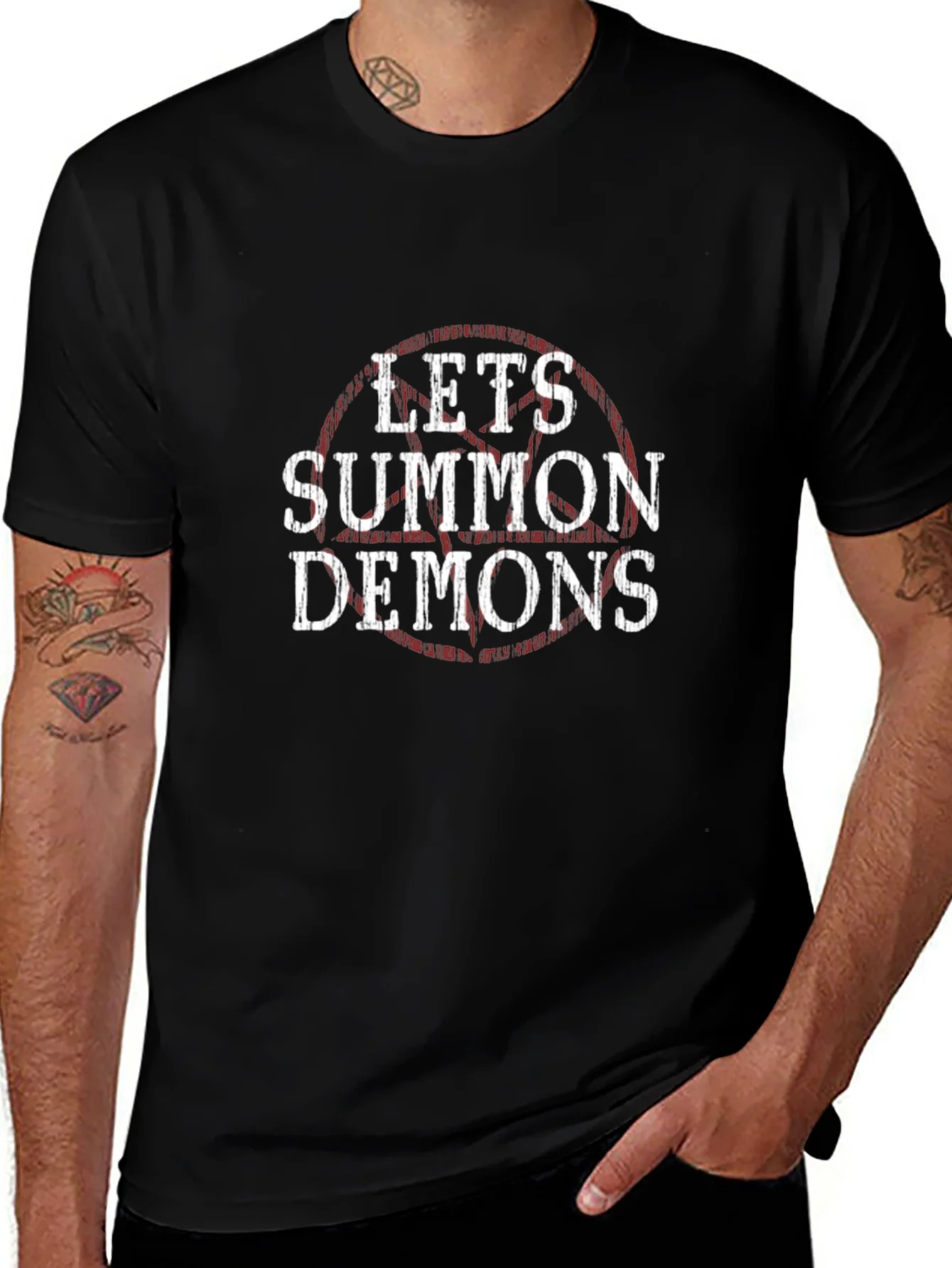 Lets Summon Demons Graphic Tee - Black Cotton T-Shirt