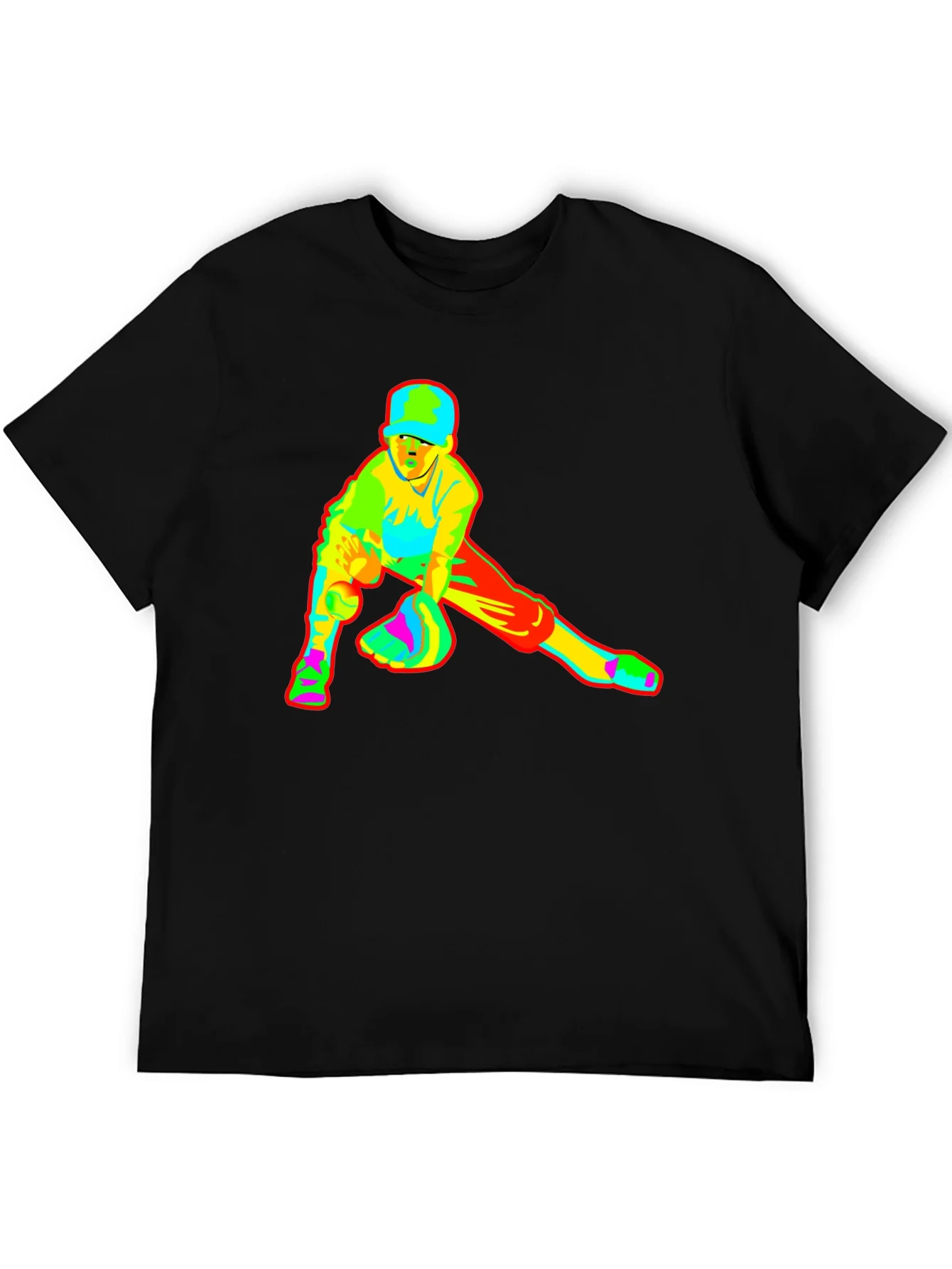 Baseball Player Graphic Black T-Shirt