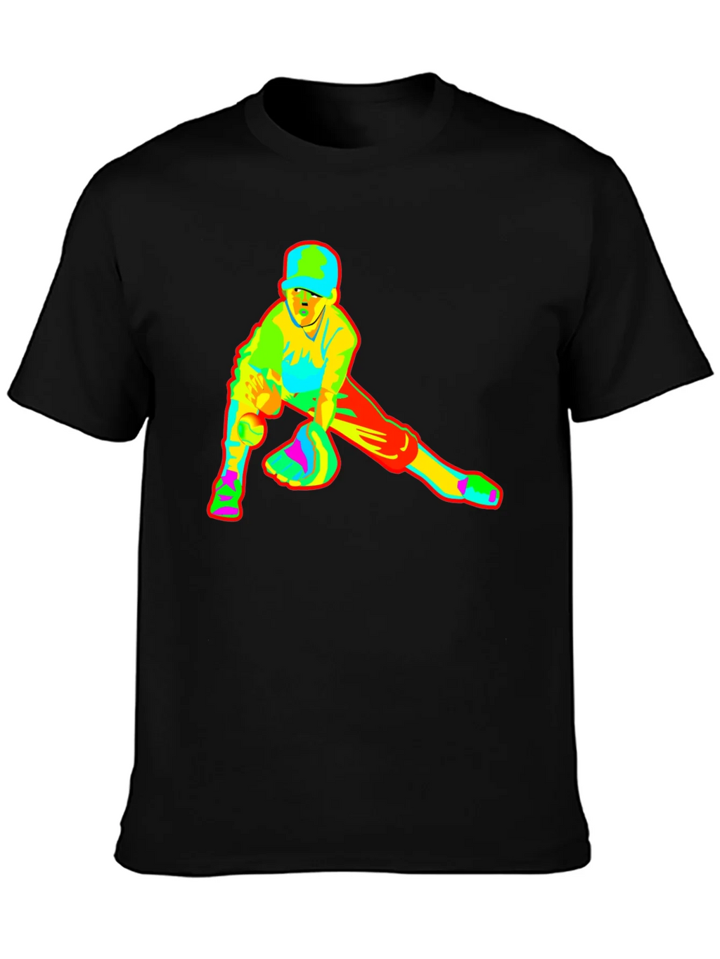 Baseball Player Graphic Black T-Shirt