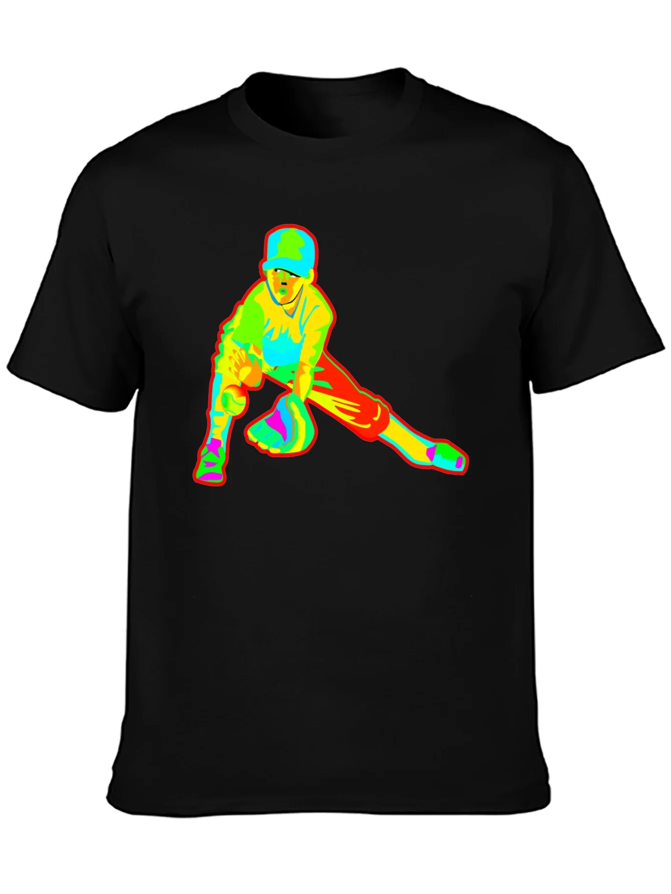Baseball Player Graphic Black T-Shirt
