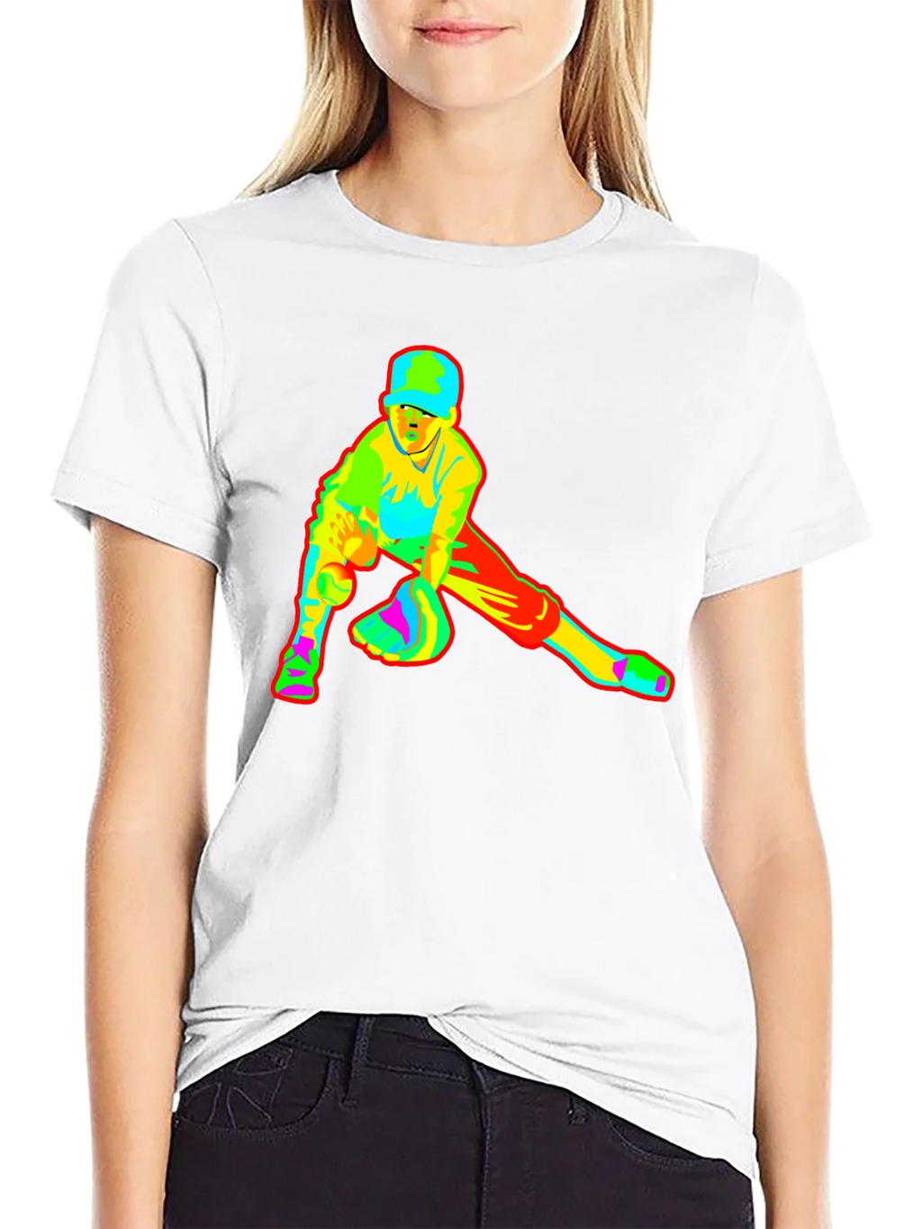 Baseball Player Graphic Black T-Shirt