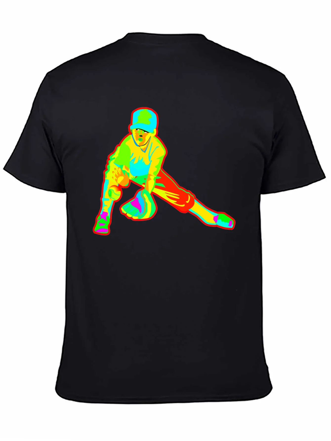 Baseball Player Graphic Black T-Shirt