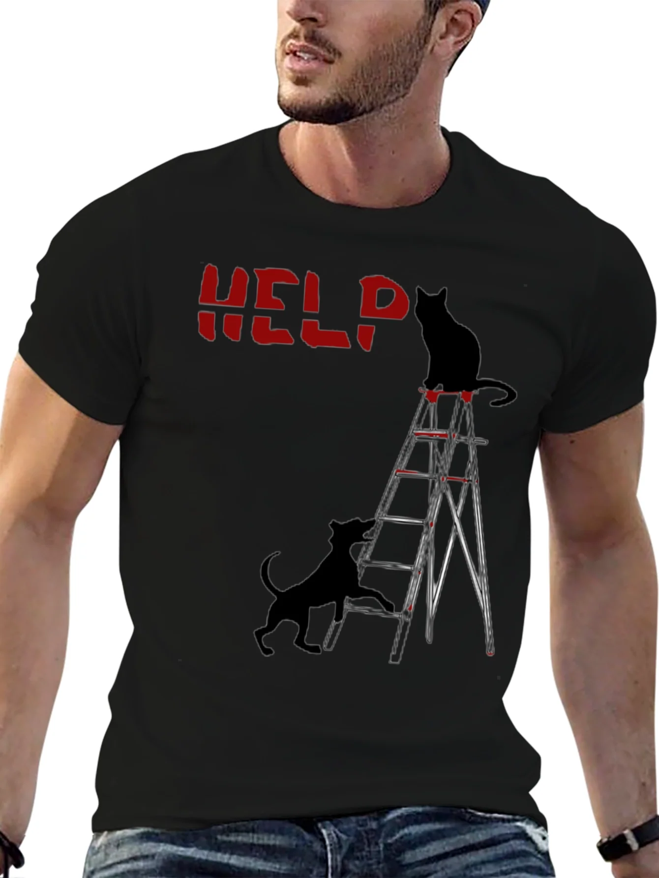 Help Cat & Dog Ladder Graphic Tee