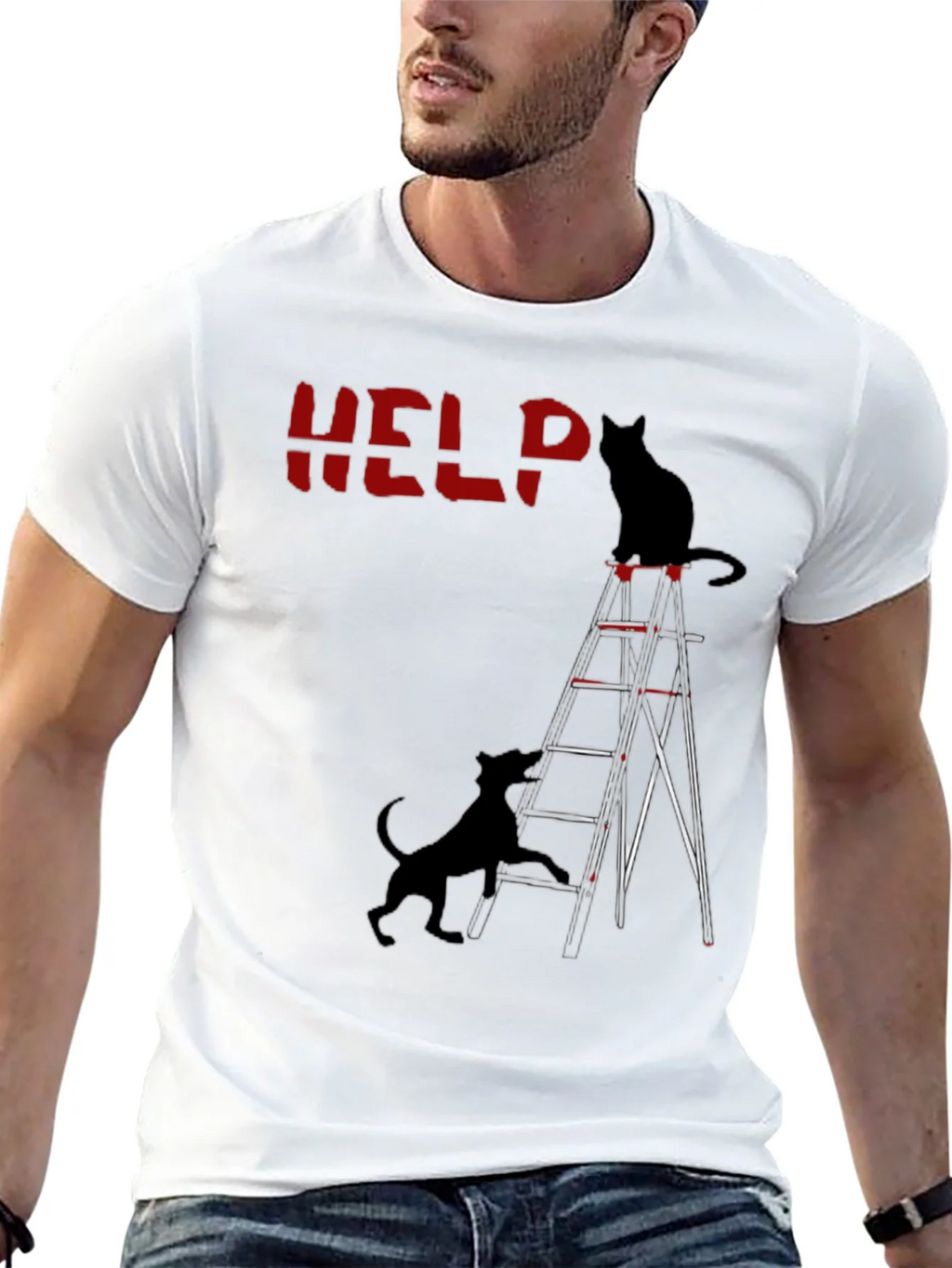 Help Cat & Dog Ladder Graphic Tee