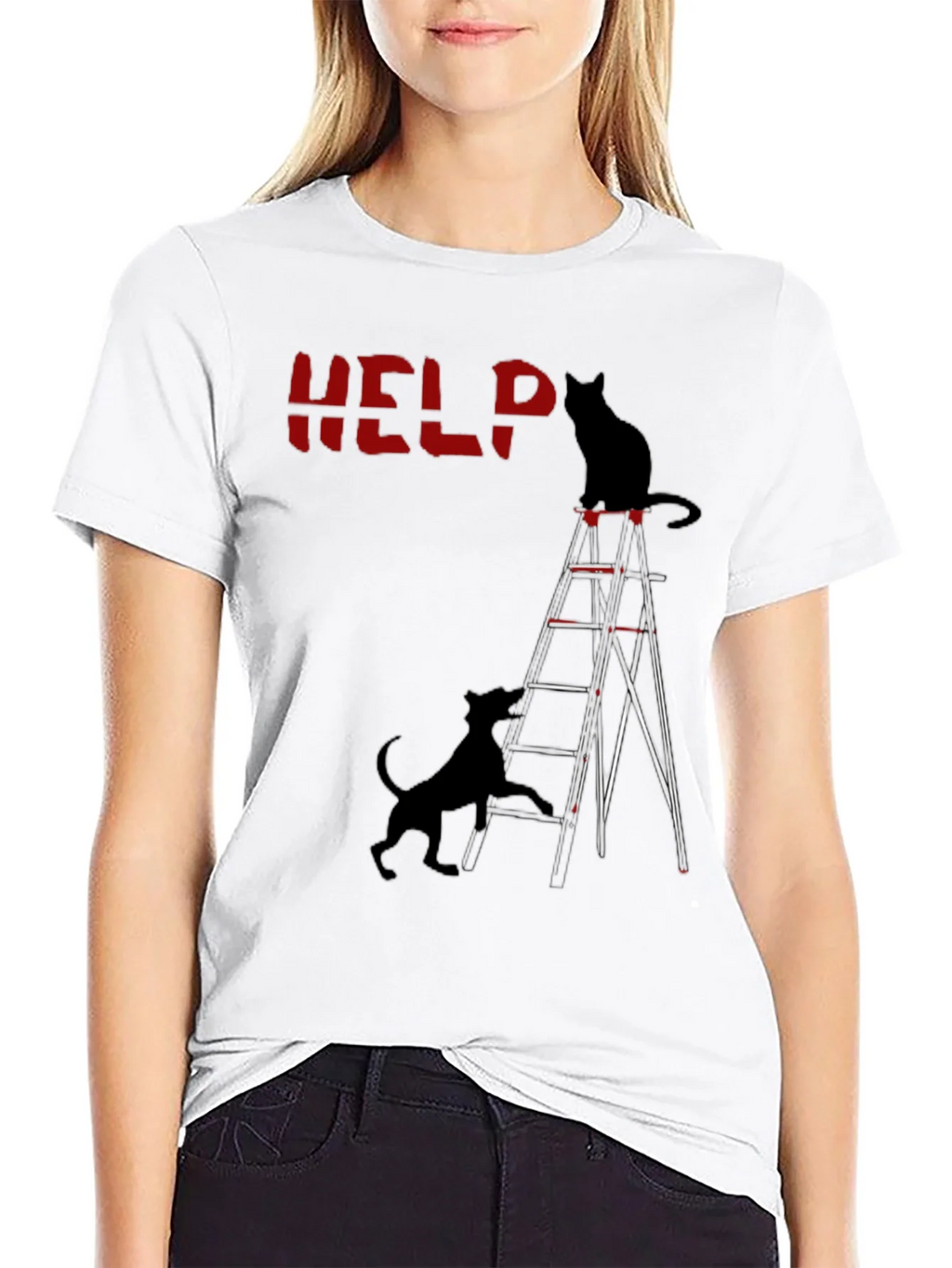 Help Cat & Dog Ladder Graphic Tee
