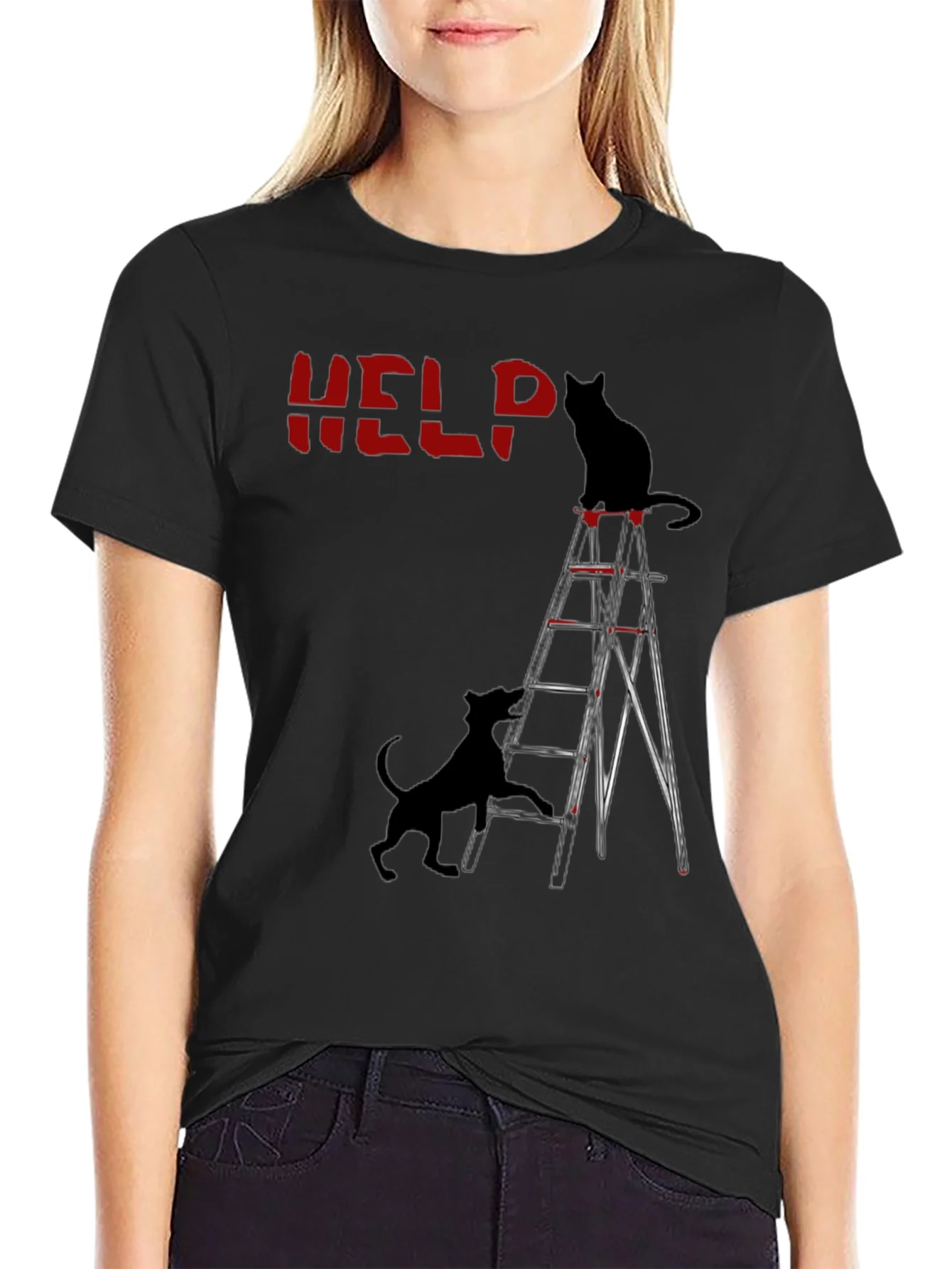 Help Cat & Dog Ladder Graphic Tee