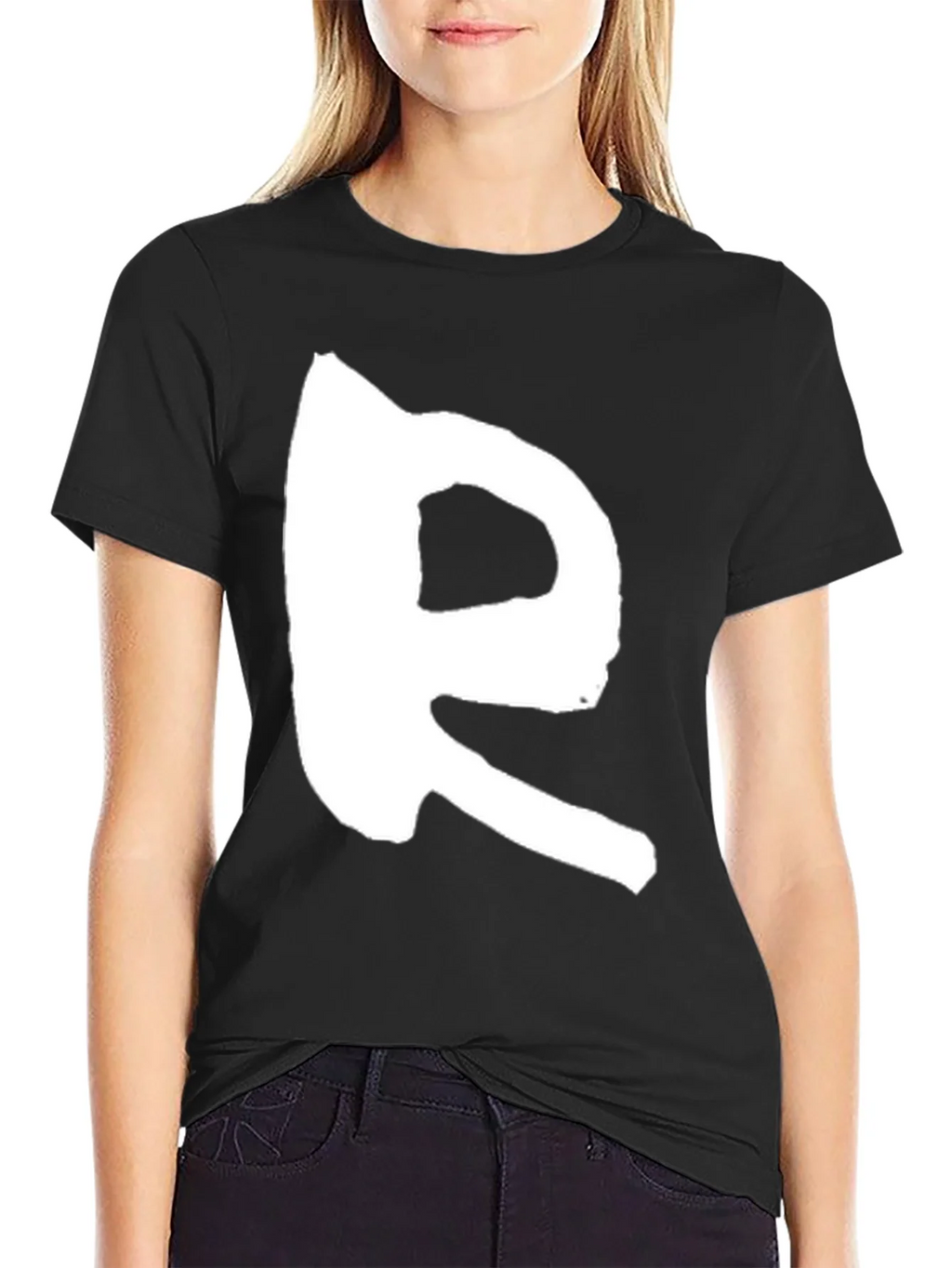 Bold R Graphic Print Black T-Shirt
