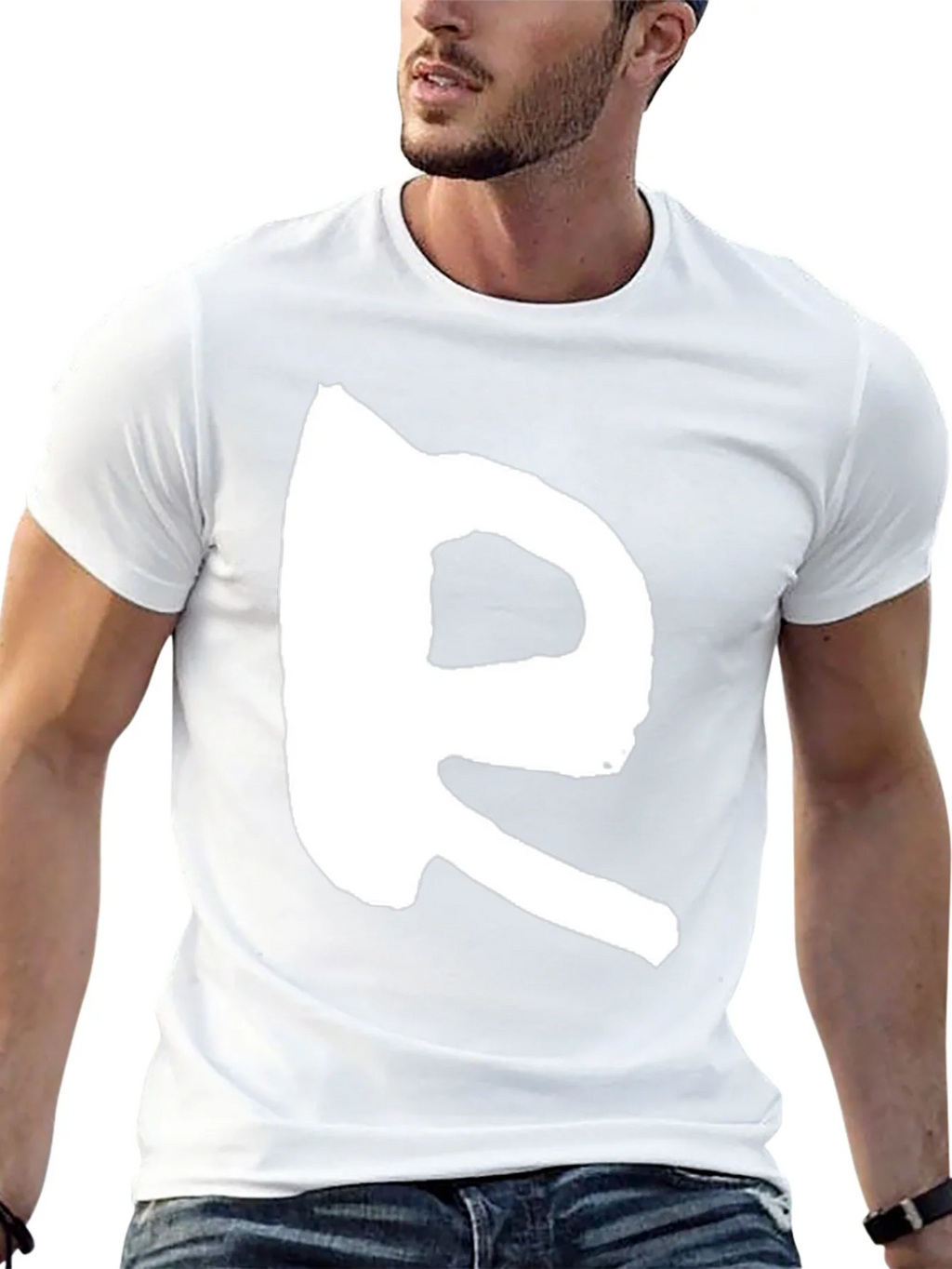 Bold R Graphic Print Black T-Shirt