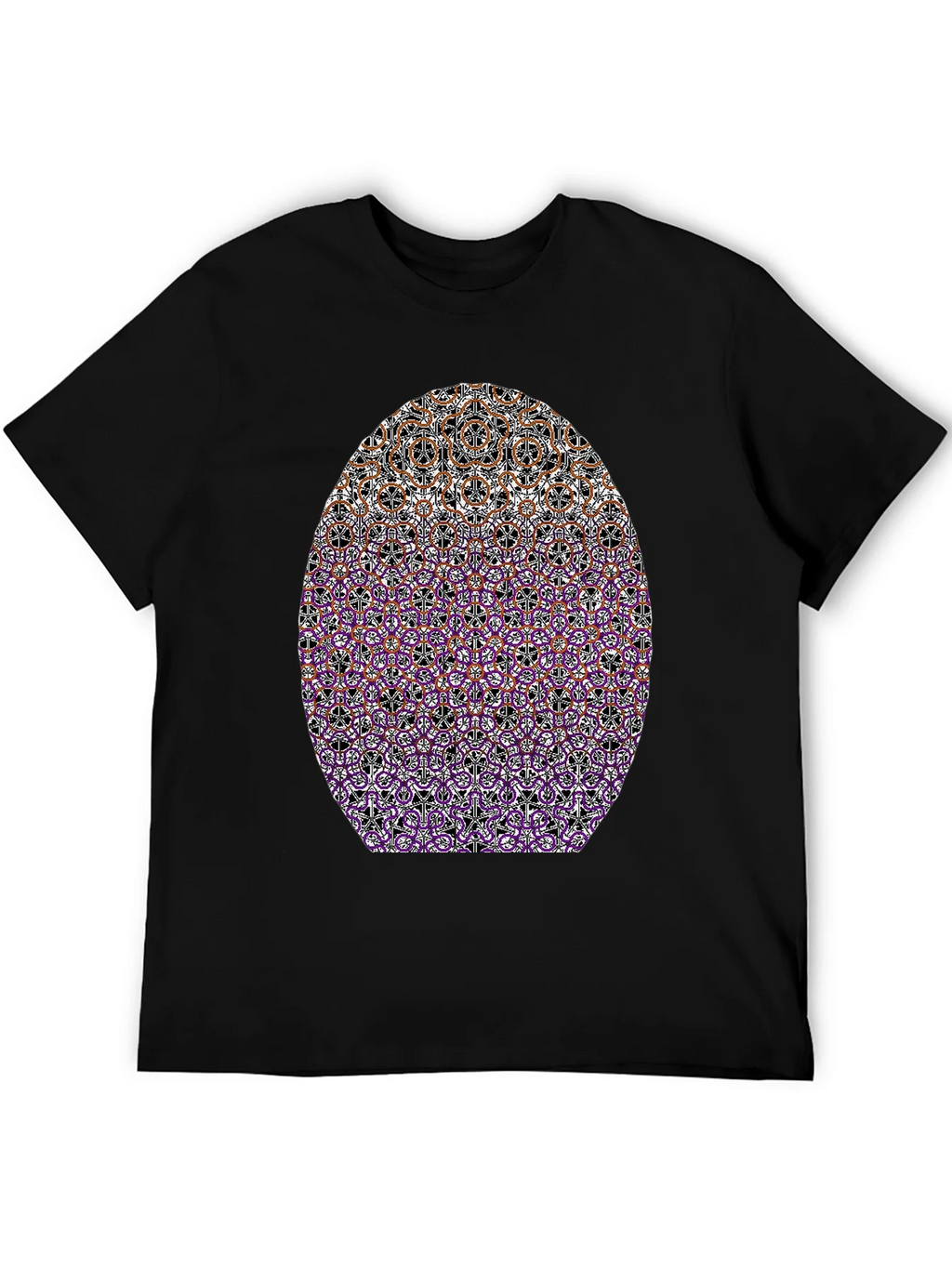 Patterned Oval Print Black T-Shirt