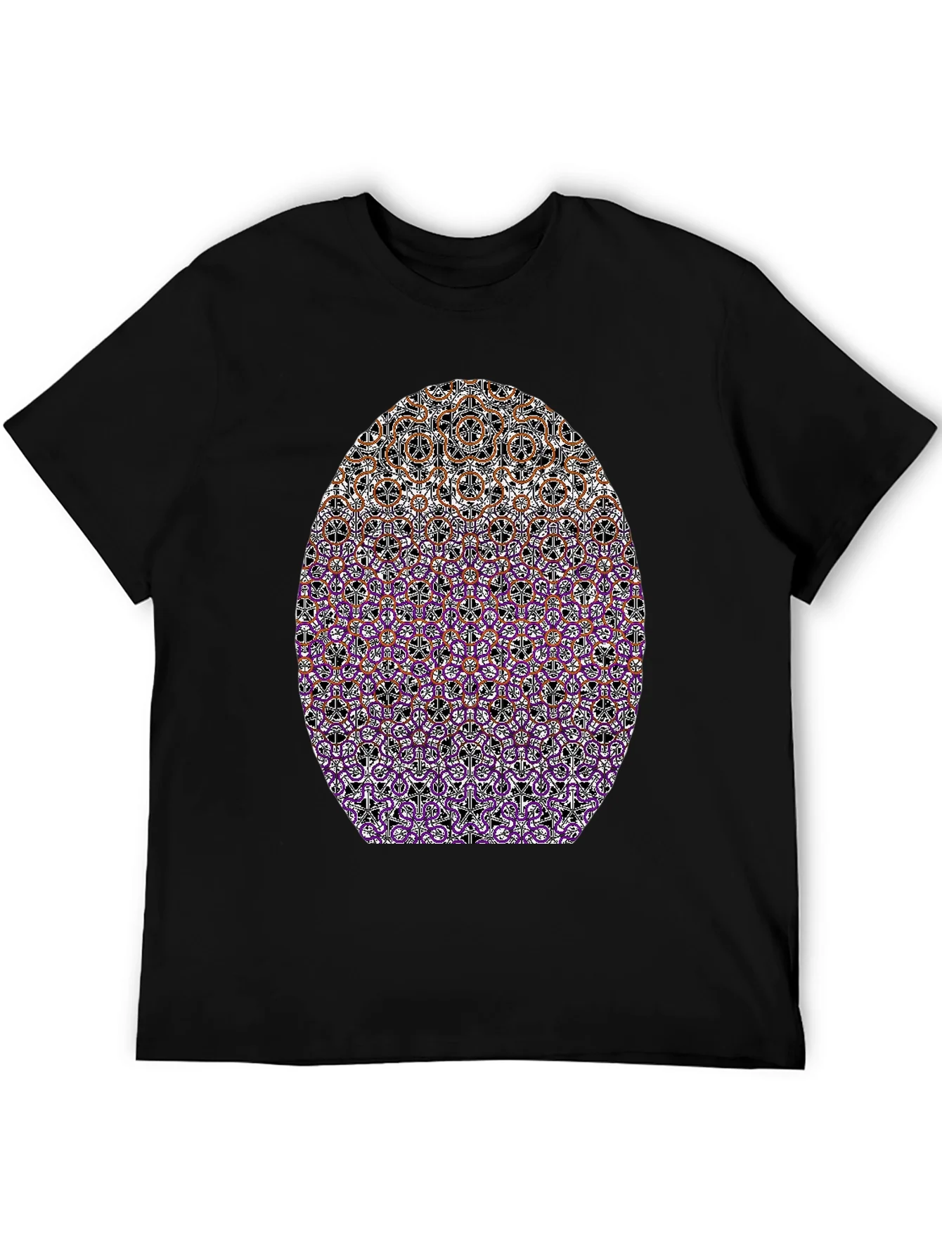 Patterned Oval Print Black T-Shirt
