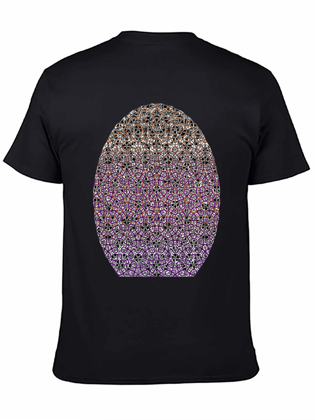 Patterned Oval Print Black T-Shirt