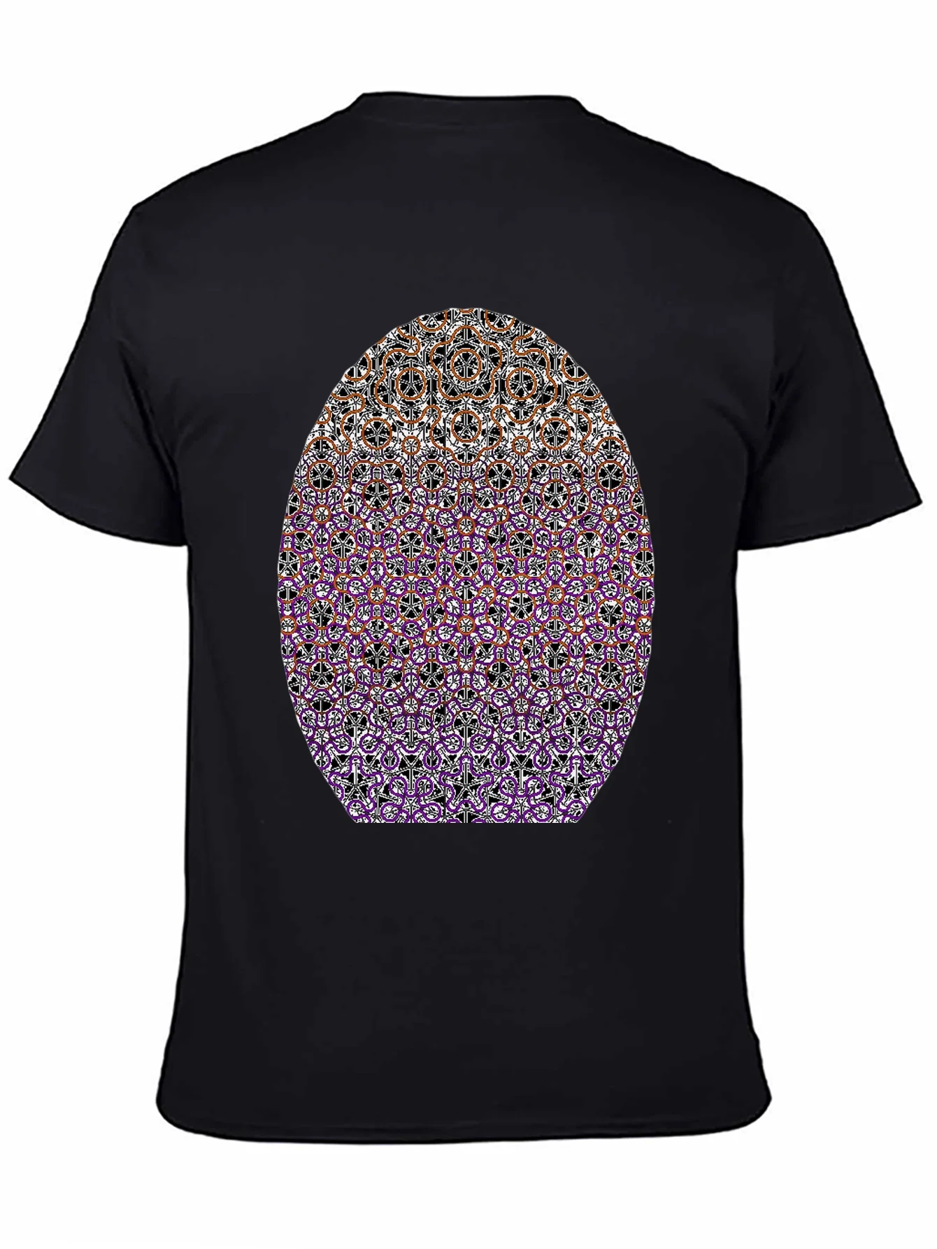 Patterned Oval Print Black T-Shirt