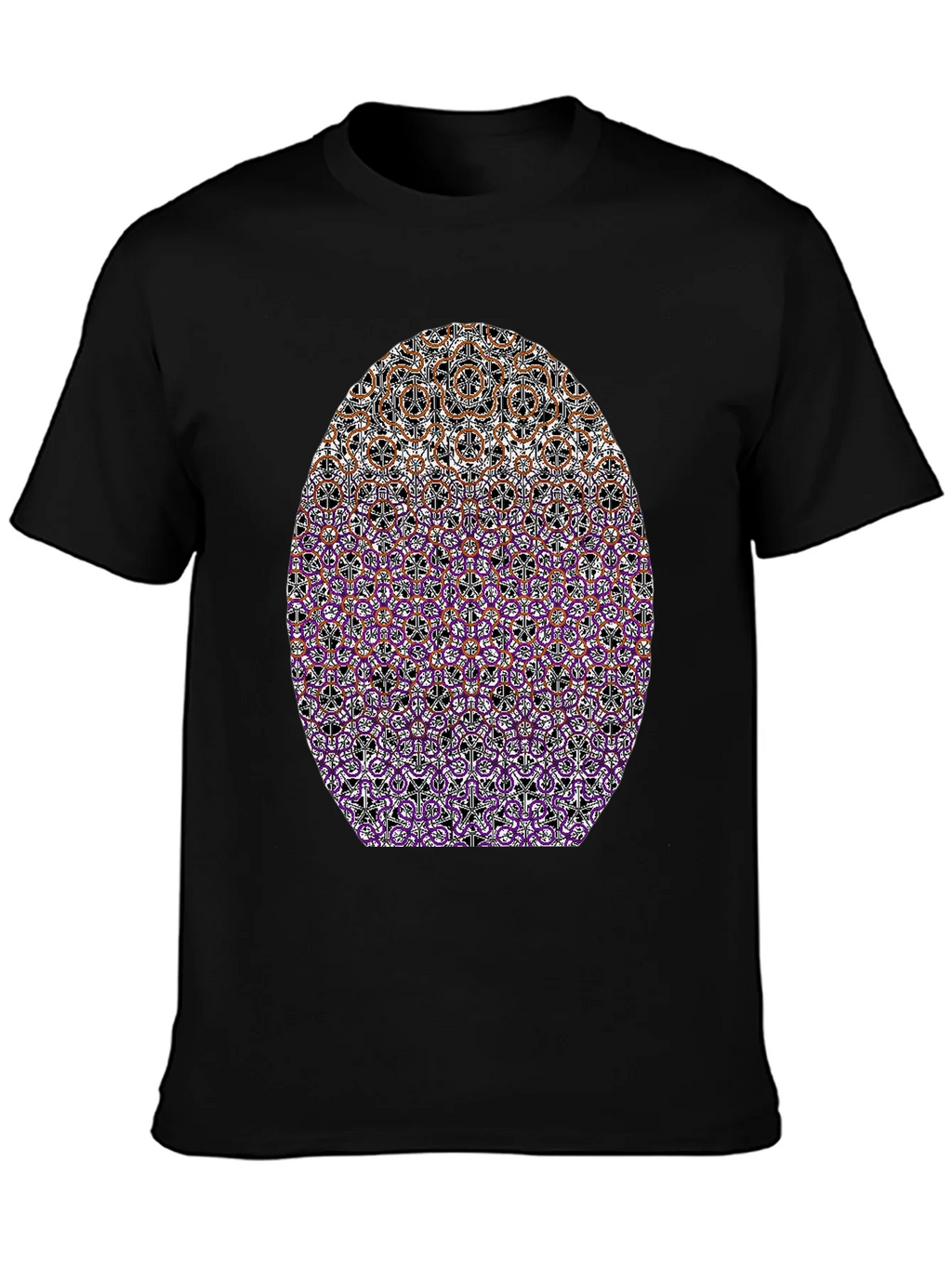 Patterned Oval Print Black T-Shirt
