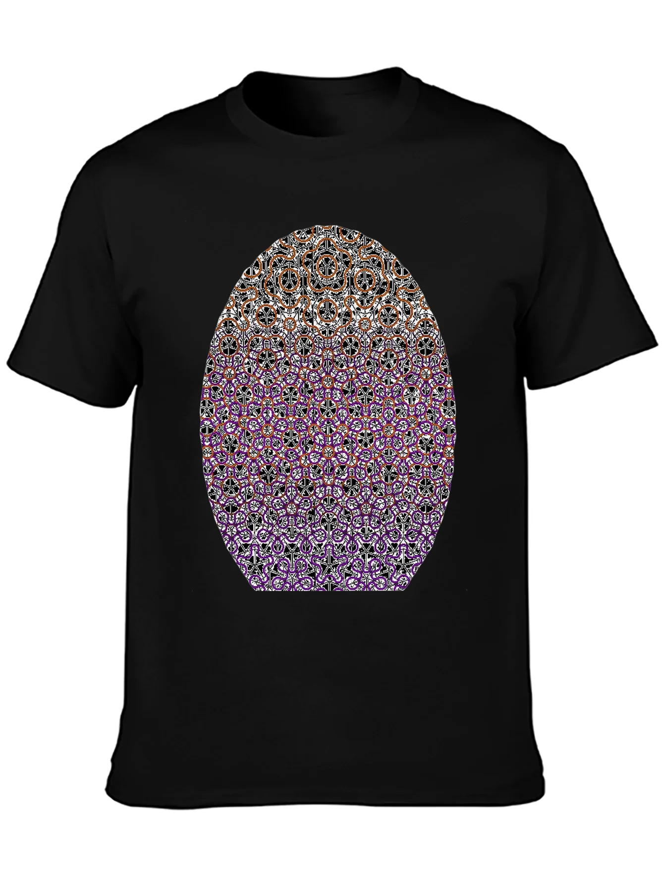 Patterned Oval Print Black T-Shirt