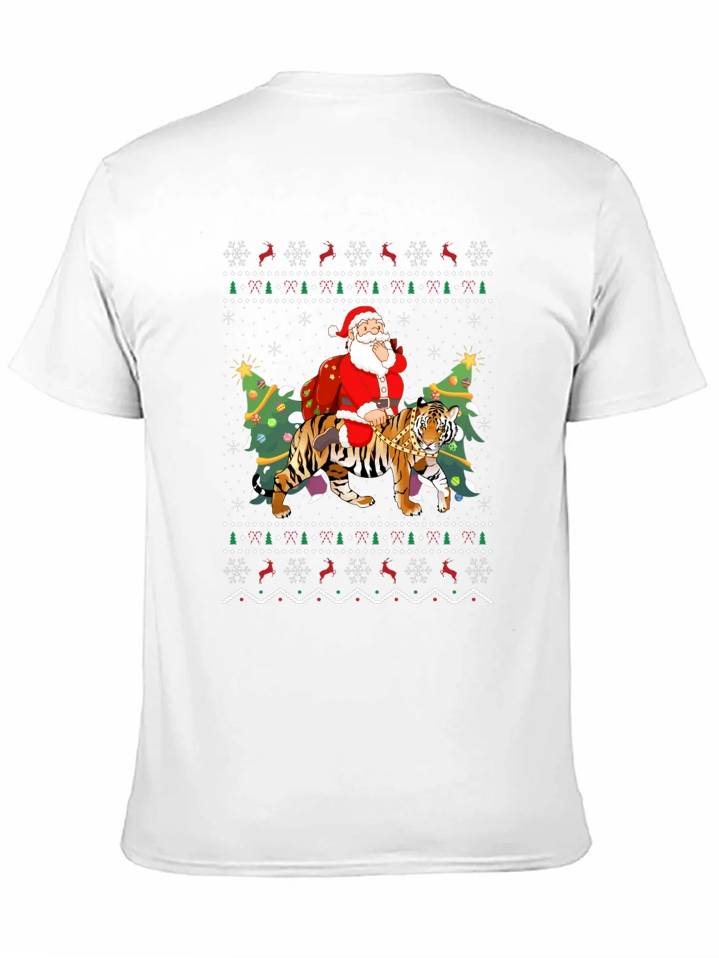 Santa Riding Tiger Christmas Ugly Sweater T-Shirt