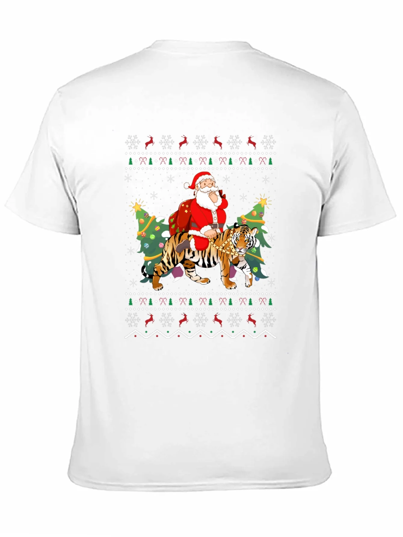 Santa Riding Tiger Christmas Ugly Sweater T-Shirt