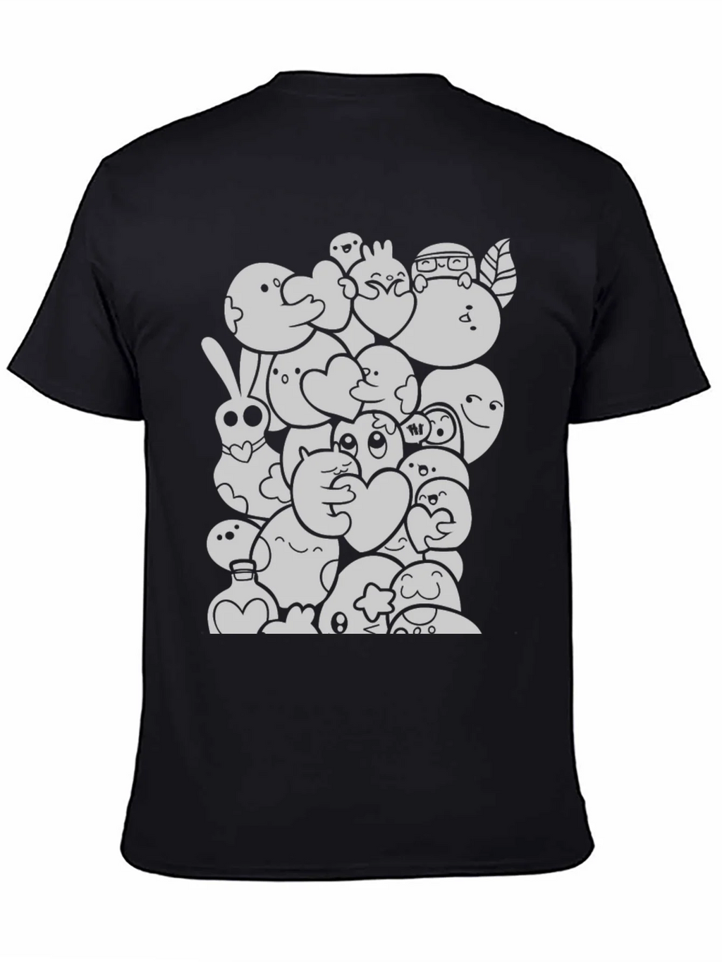 Cartoon Doodle Graphic Black T-Shirt