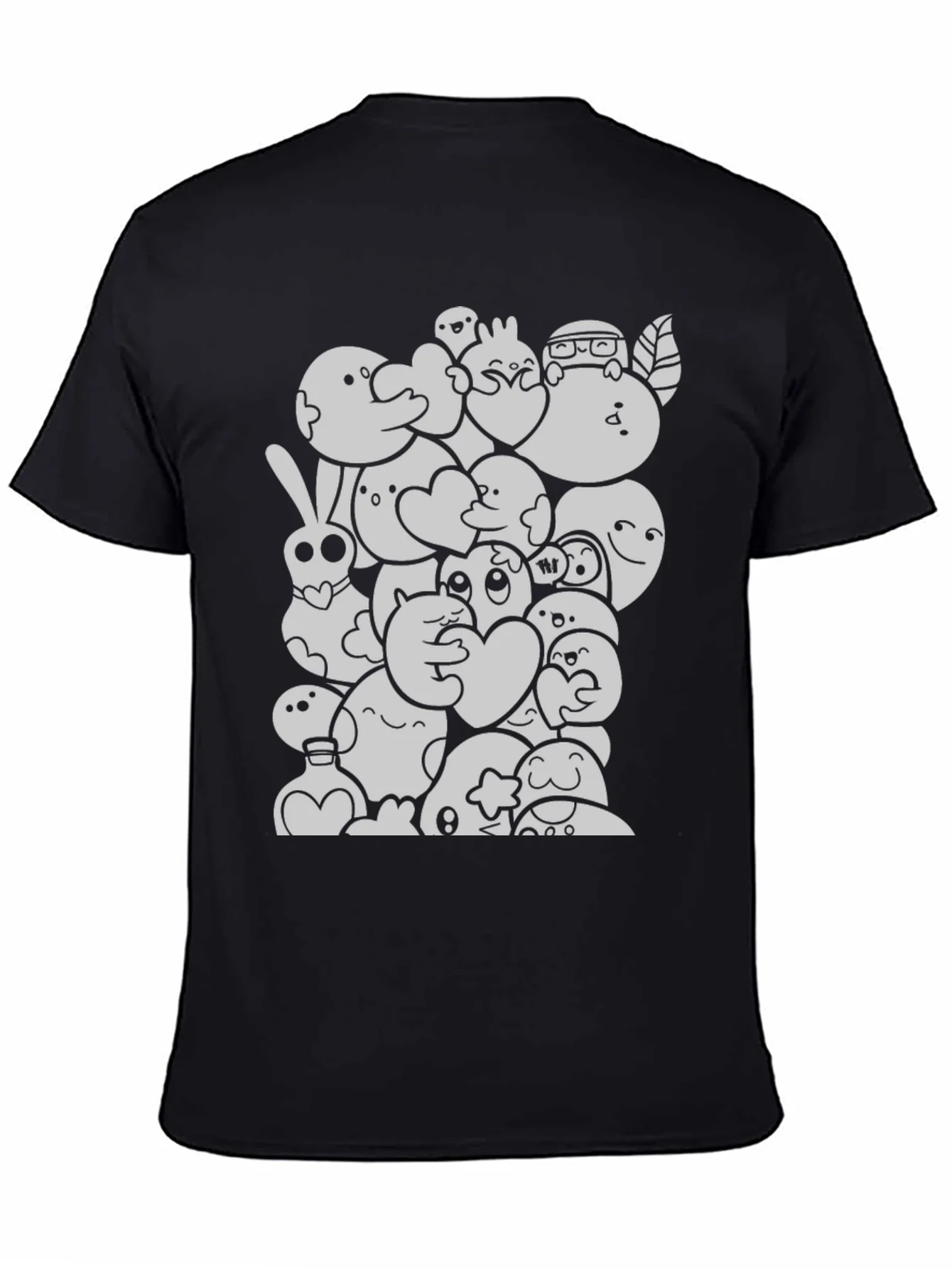 Cartoon Doodle Graphic Black T-Shirt