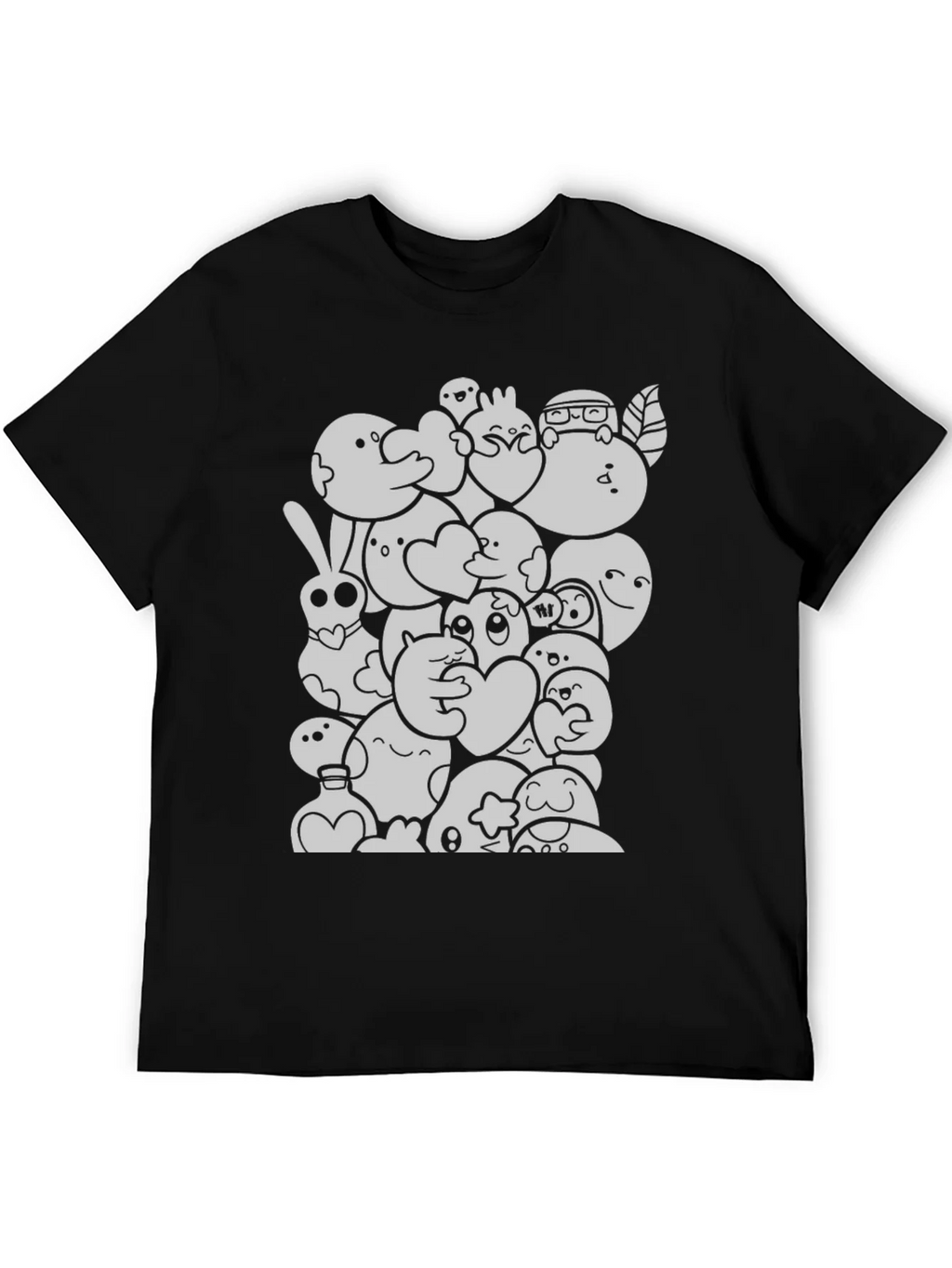 Cartoon Doodle Graphic Black T-Shirt