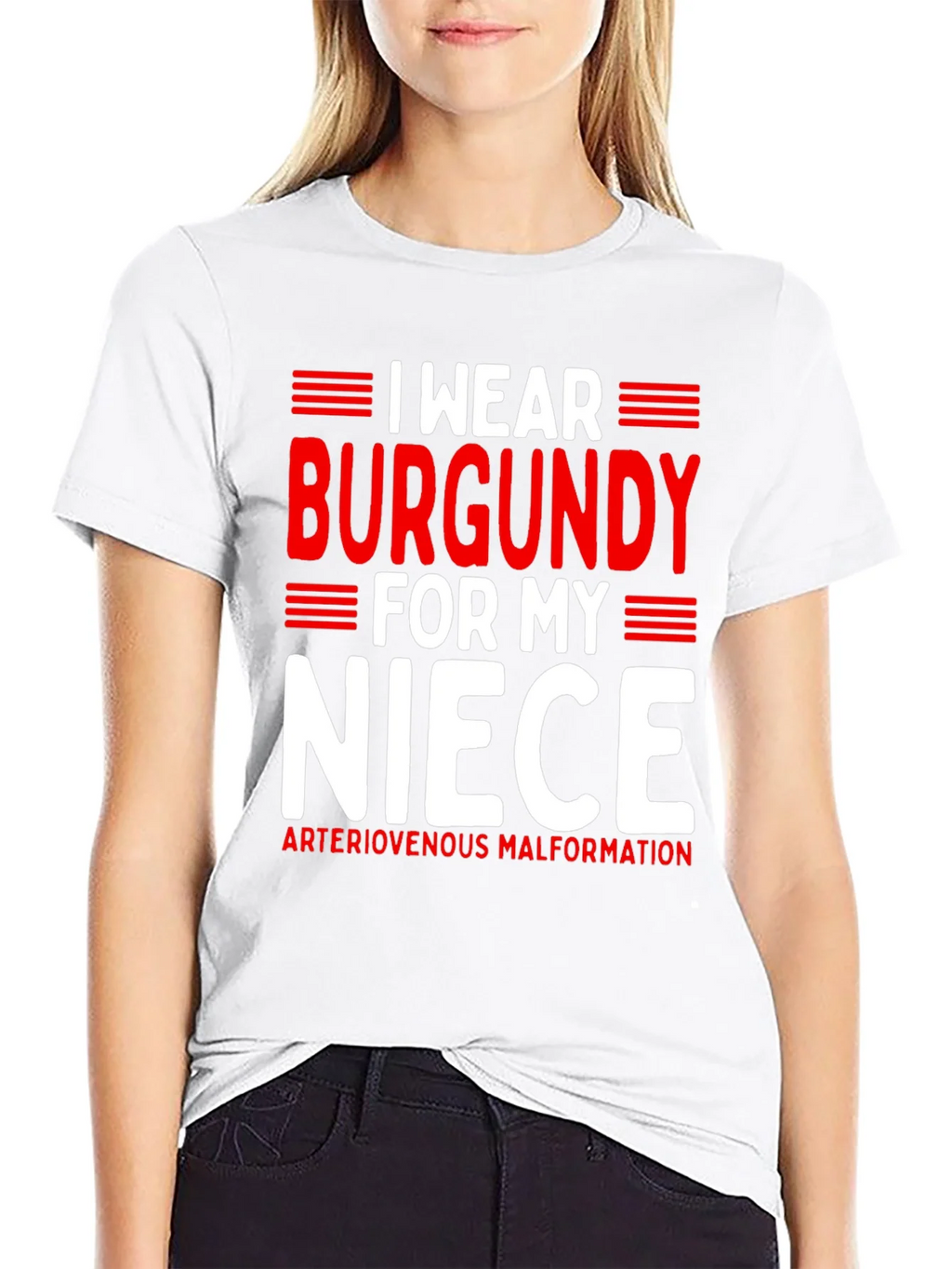 I Wear Burgundy For My Niece Awareness T-Shirt