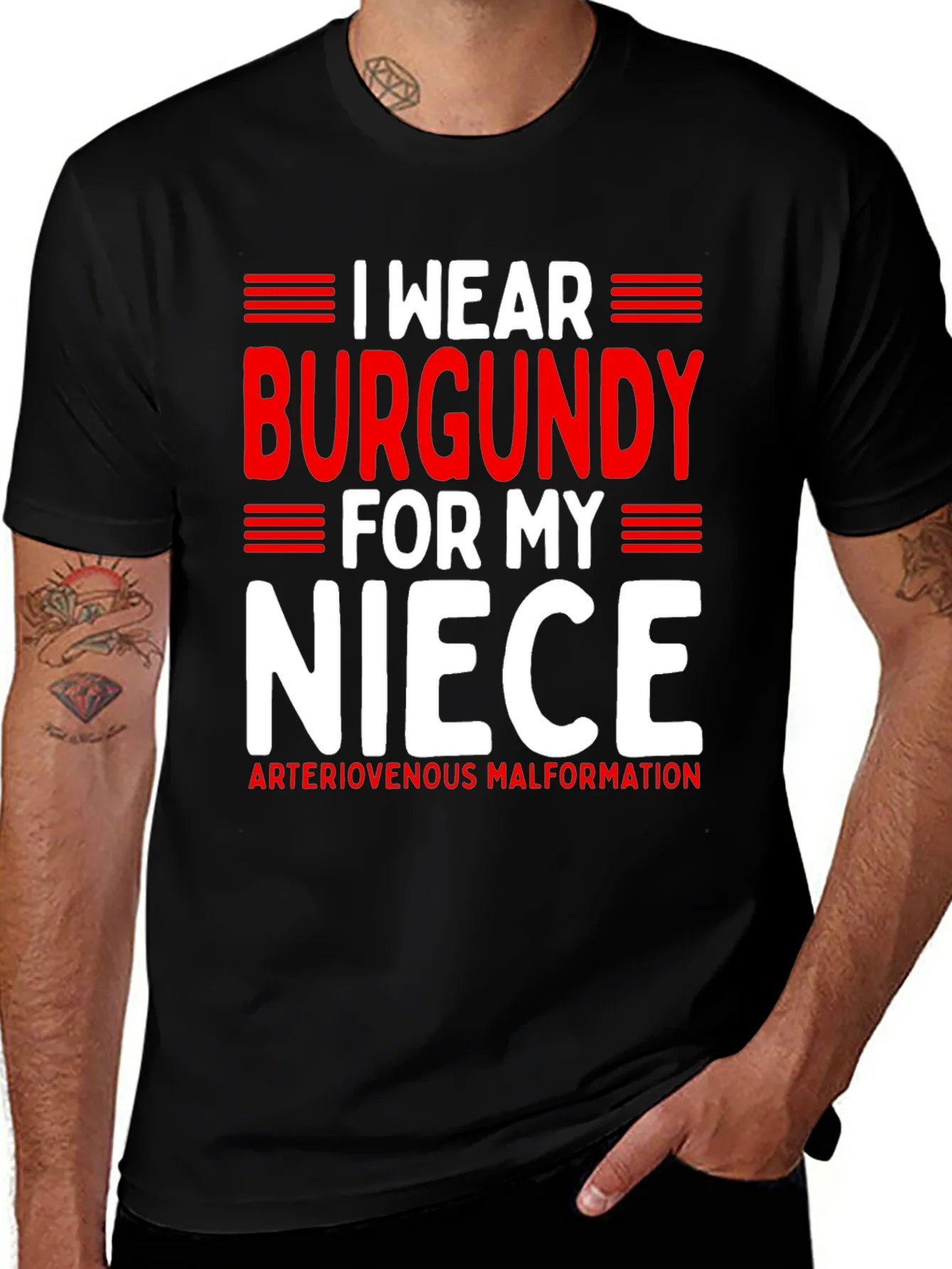 I Wear Burgundy For My Niece Awareness T-Shirt