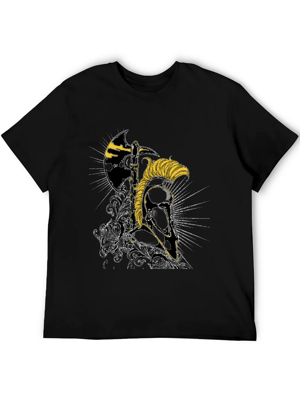 Spartan Warrior Helmet Graphic Black T-Shirt