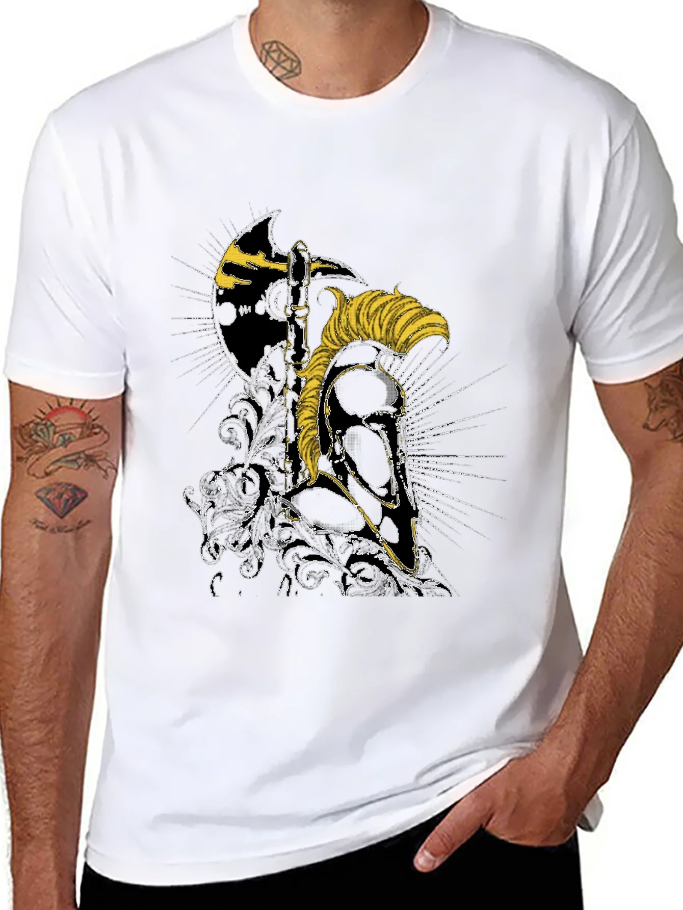 Spartan Warrior Helmet Graphic Black T-Shirt