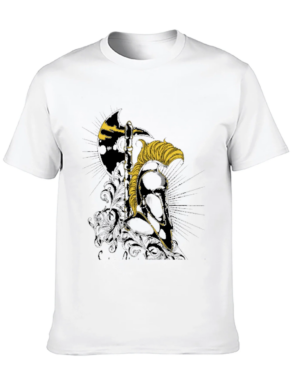 Spartan Warrior Helmet Graphic Black T-Shirt