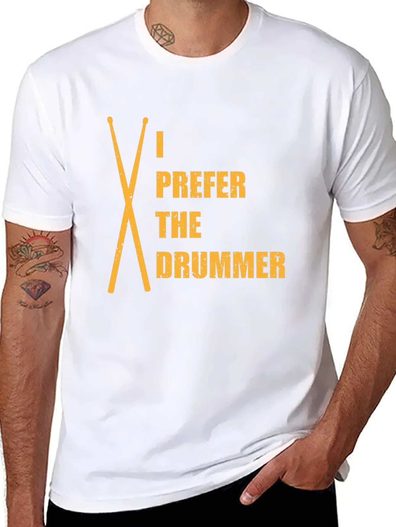 I Prefer The Drummer Graphic Tee - Black