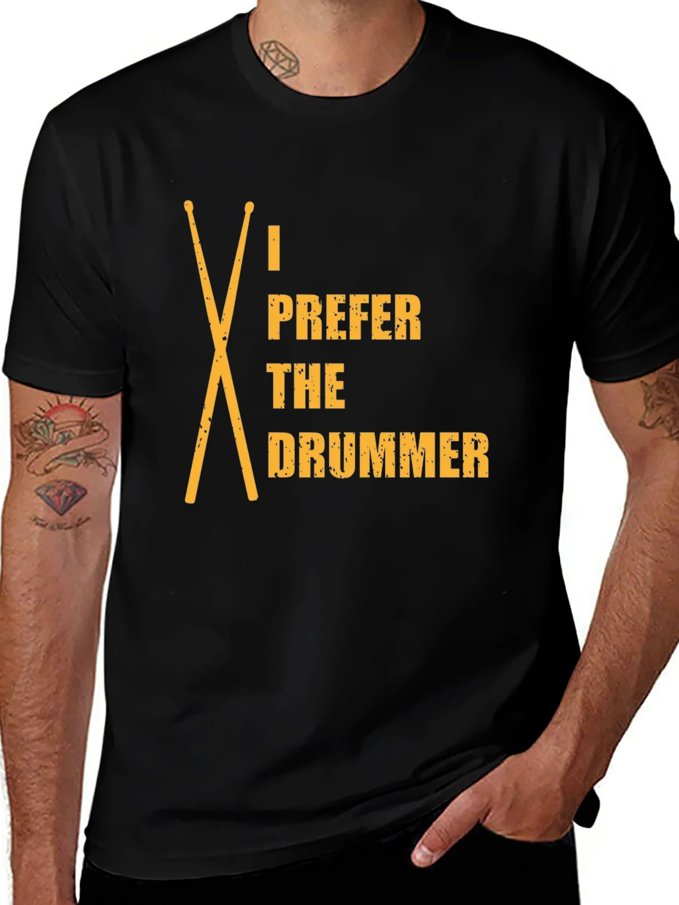 I Prefer The Drummer Graphic Tee - Black