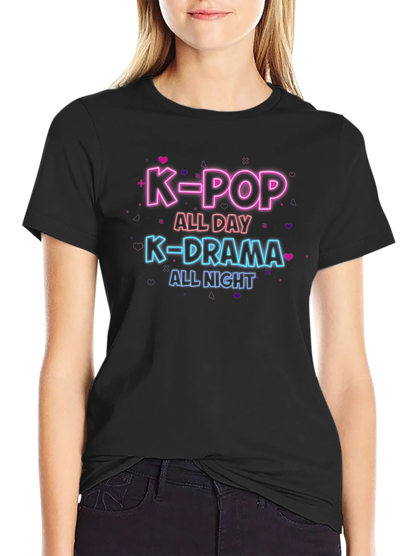 K-Pop All Day K-Drama All Night Black T-Shirt