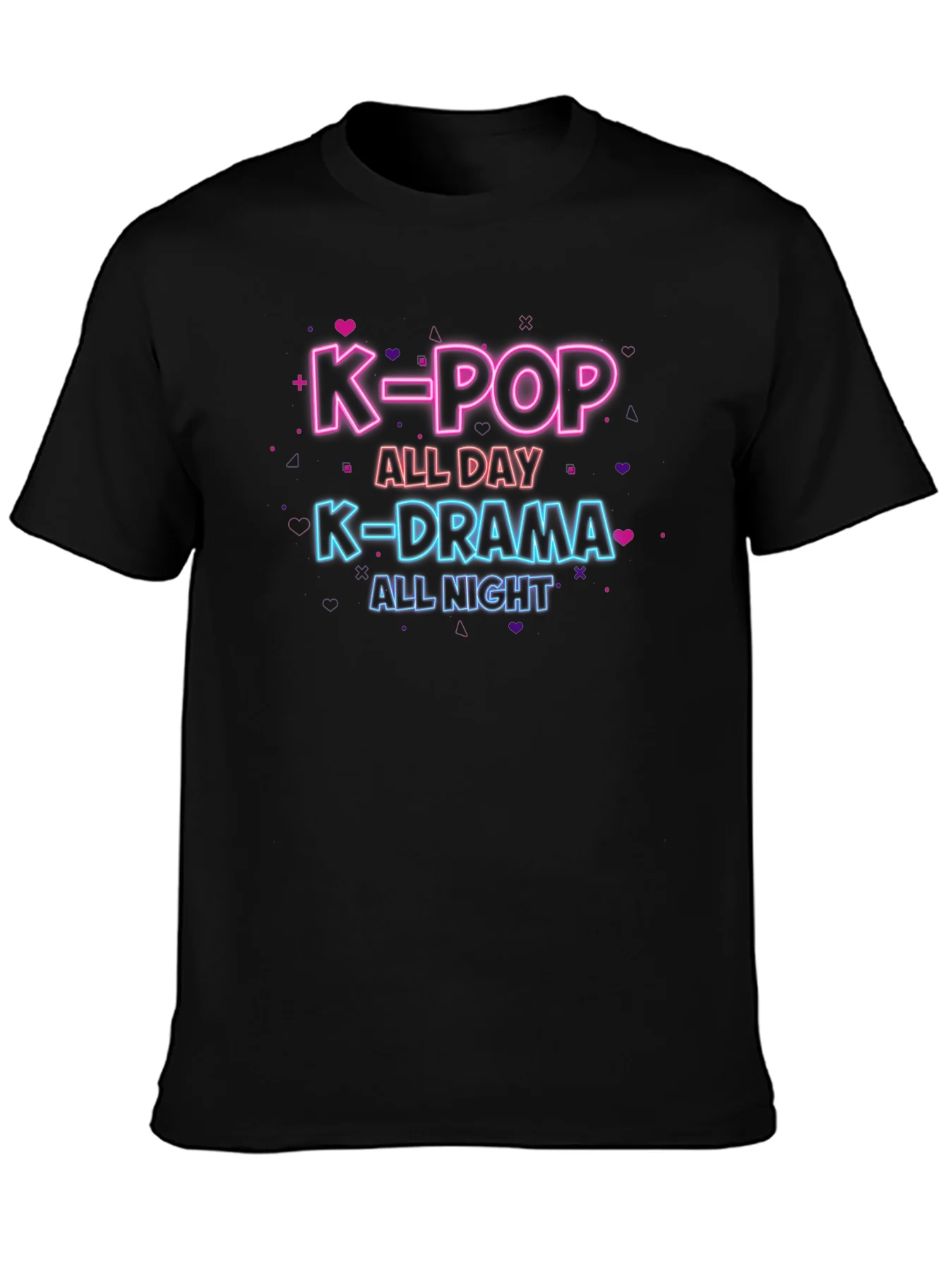 K-Pop All Day K-Drama All Night Black T-Shirt