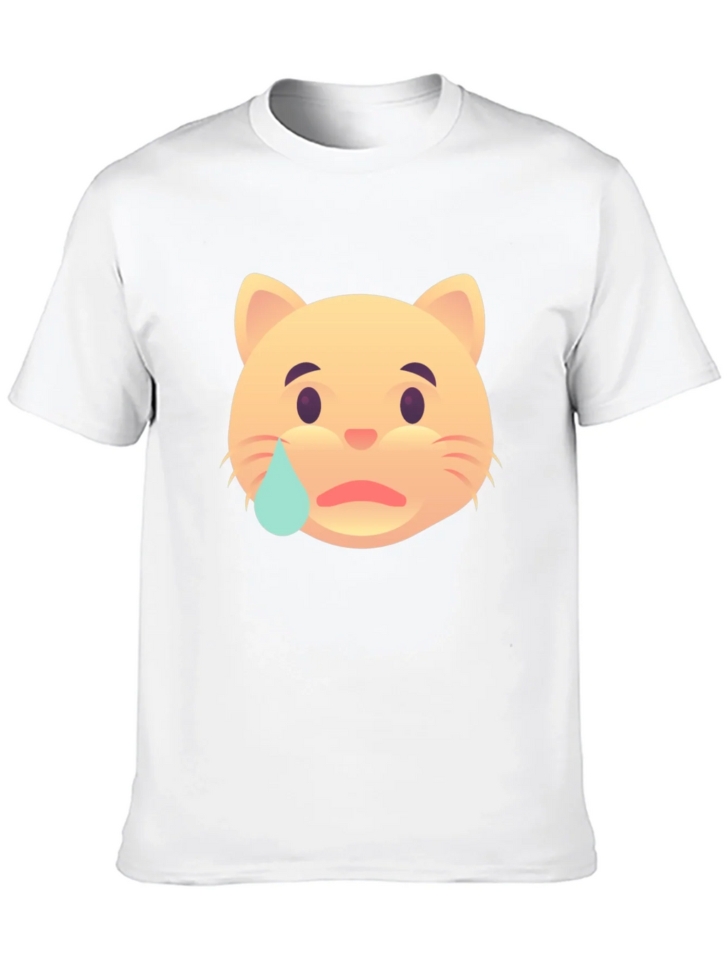Sad Cat Emoji T-Shirt - Unisex Black Tee