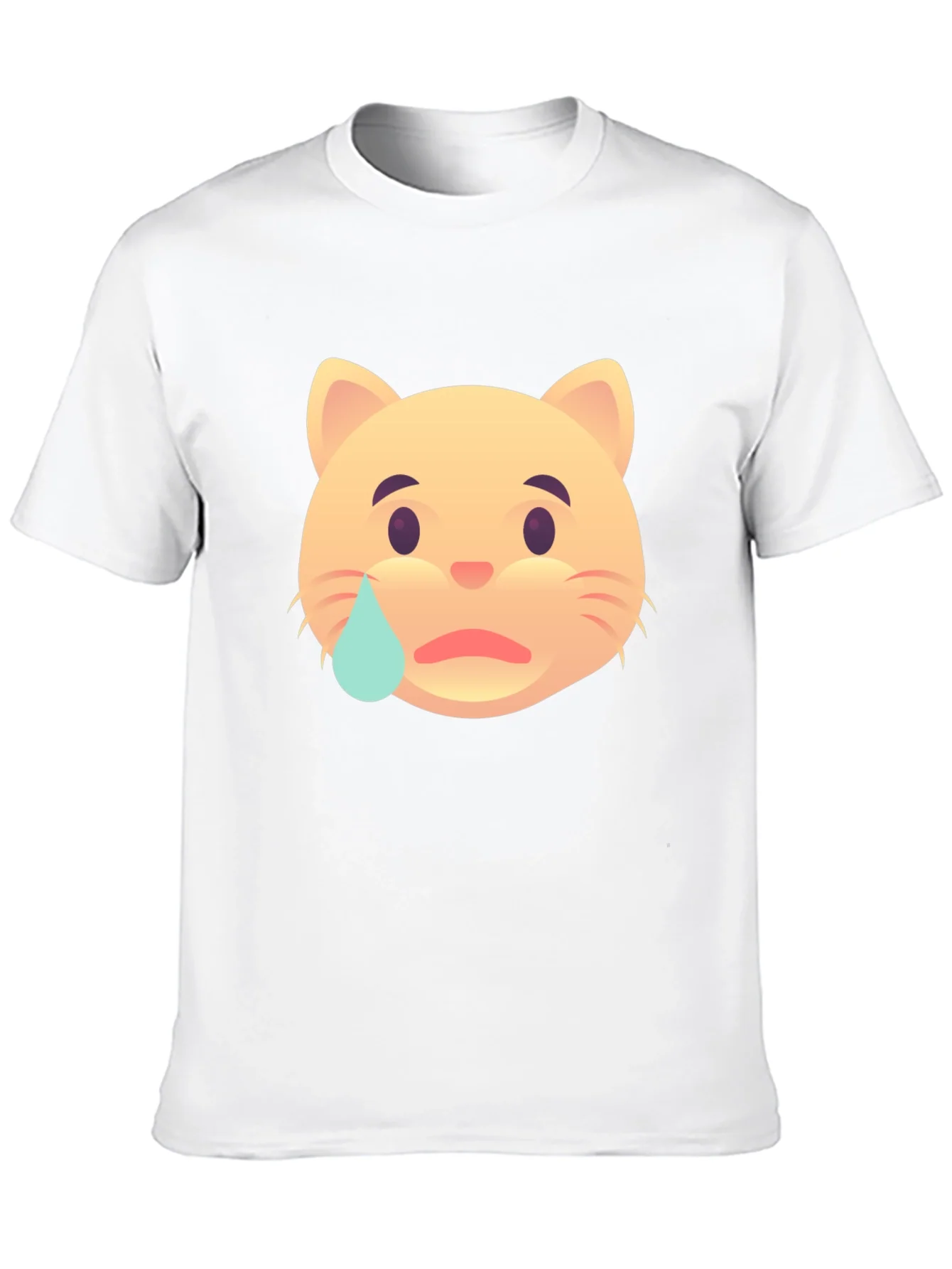 Sad Cat Emoji T-Shirt - Unisex Black Tee