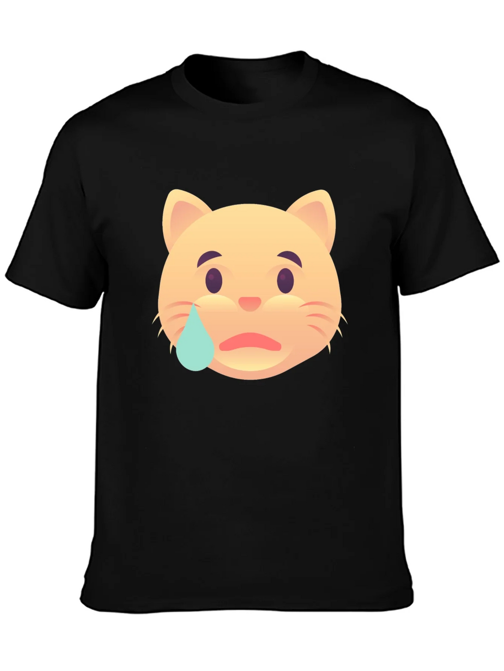 Sad Cat Emoji T-Shirt - Unisex Black Tee
