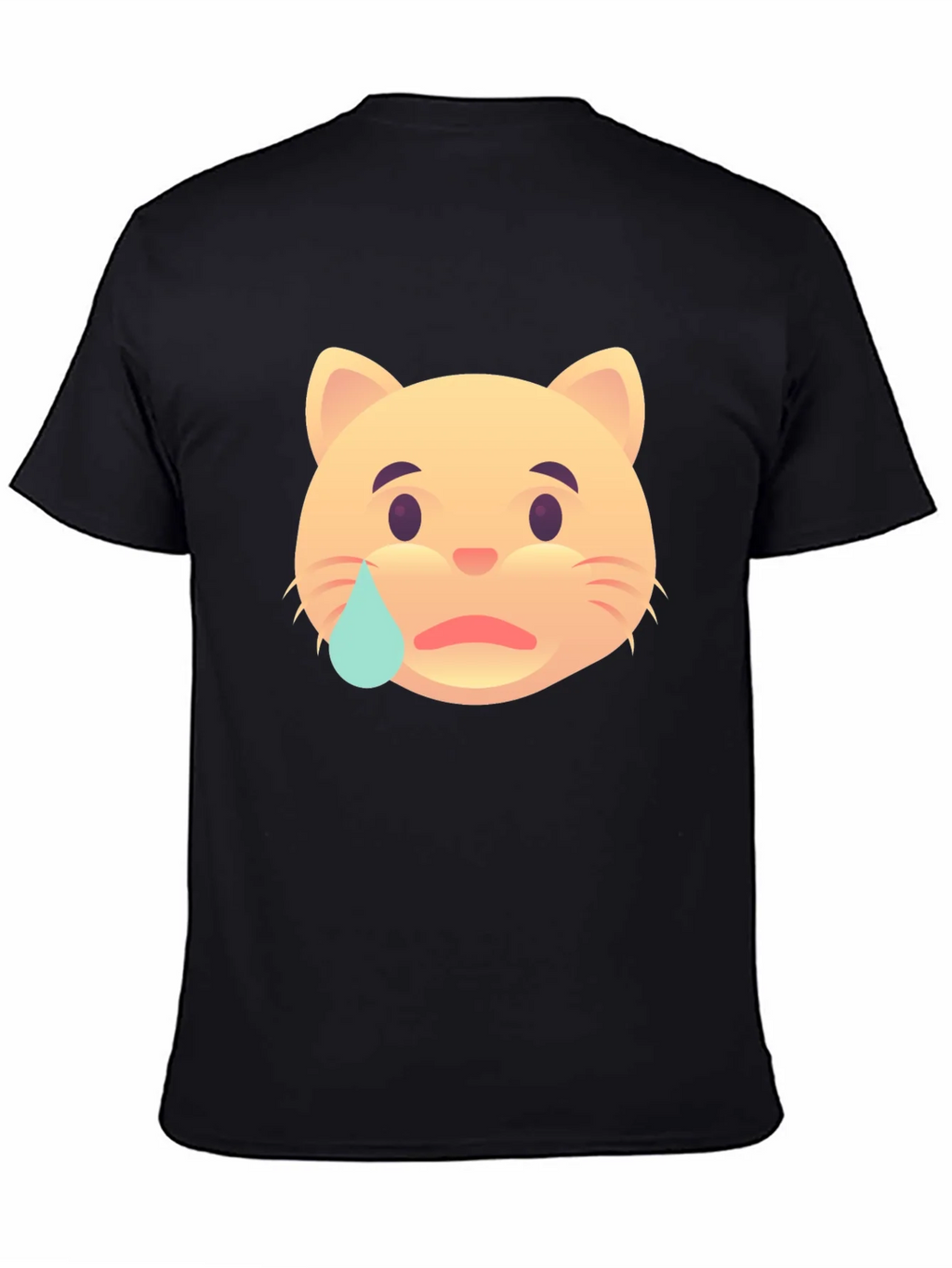 Sad Cat Emoji T-Shirt - Unisex Black Tee
