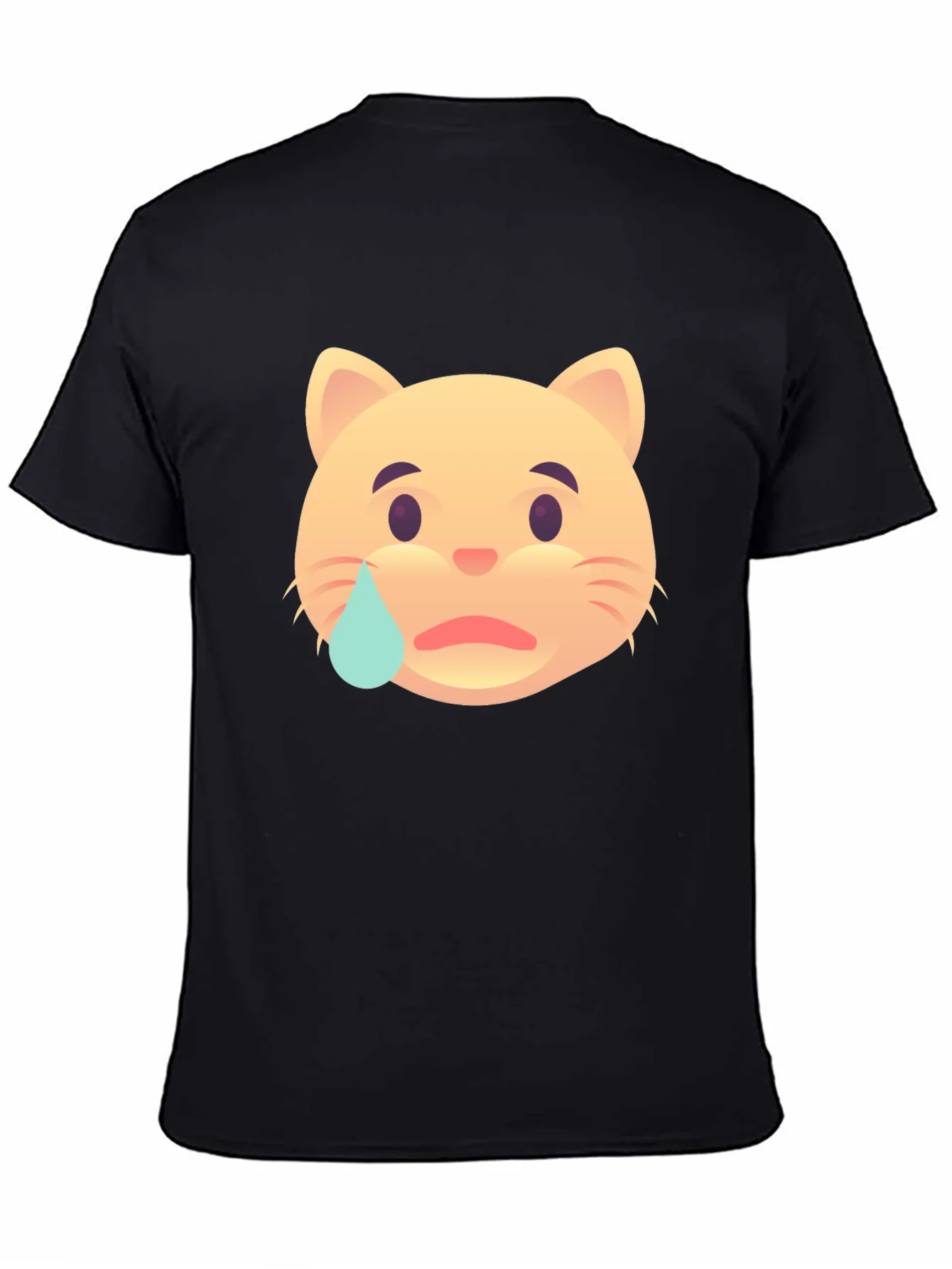 Sad Cat Emoji T-Shirt - Unisex Black Tee