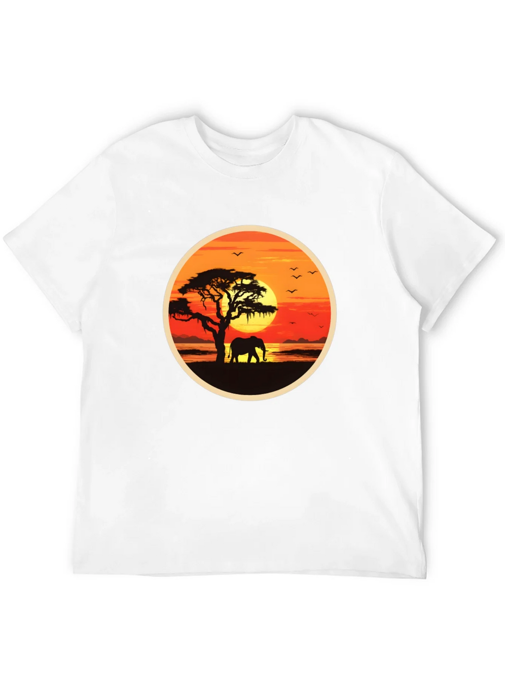 African Sunset Elephant Graphic Tee - Black