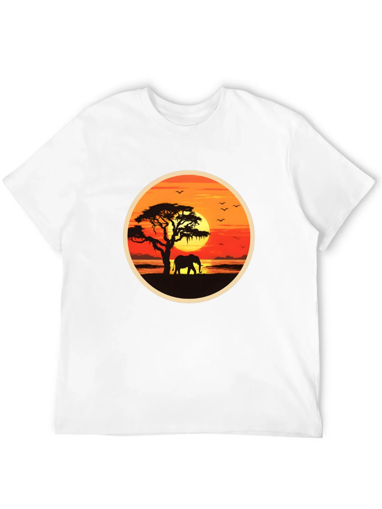 African Sunset Elephant Graphic Tee - Black